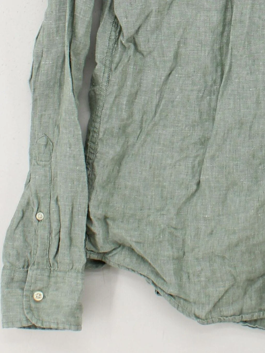 J. Crew Men's Shirt L Green 100% Linen Basic - Image 4