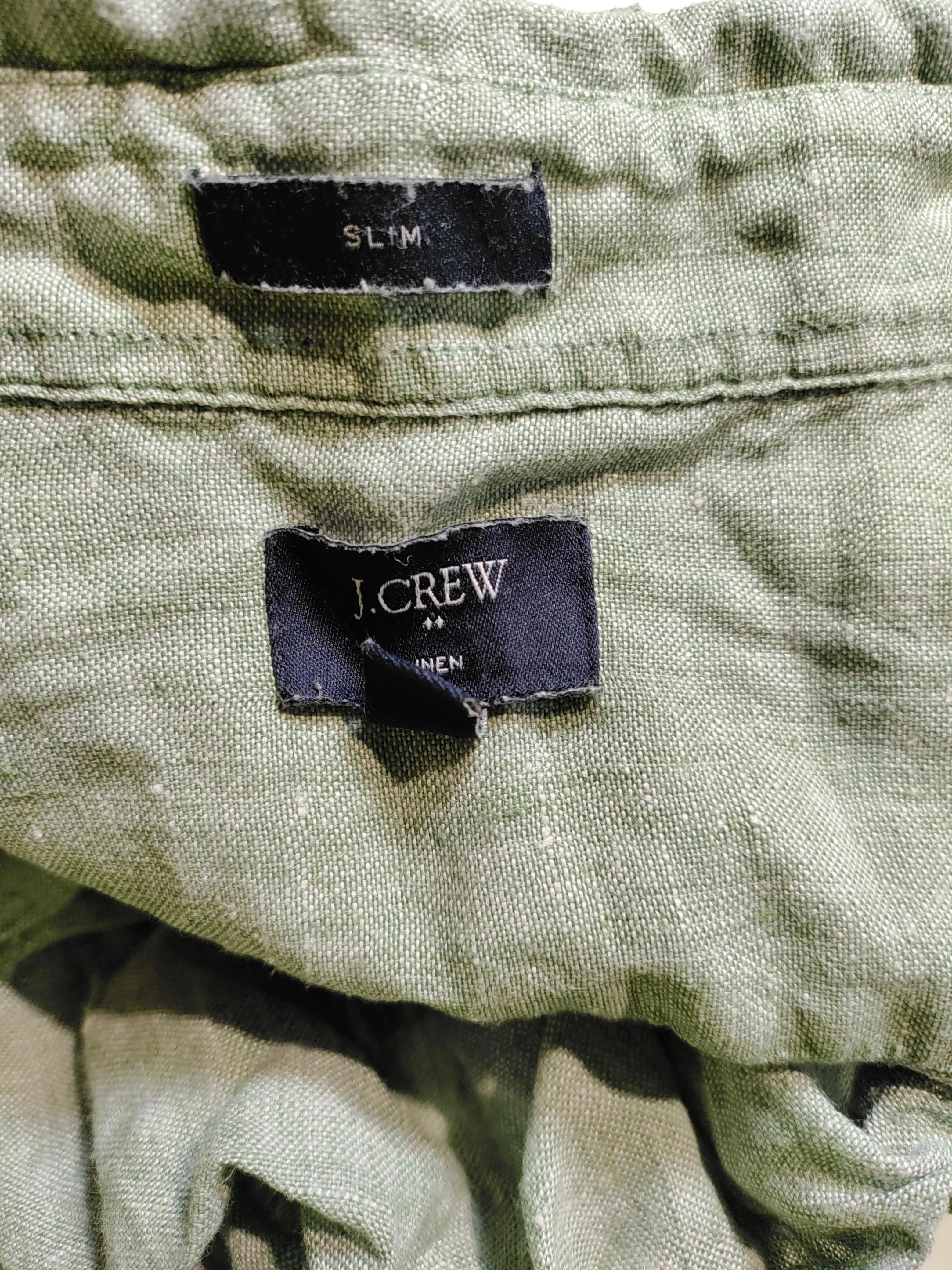 J. Crew Men's Shirt L Green 100% Linen Basic - Image 5