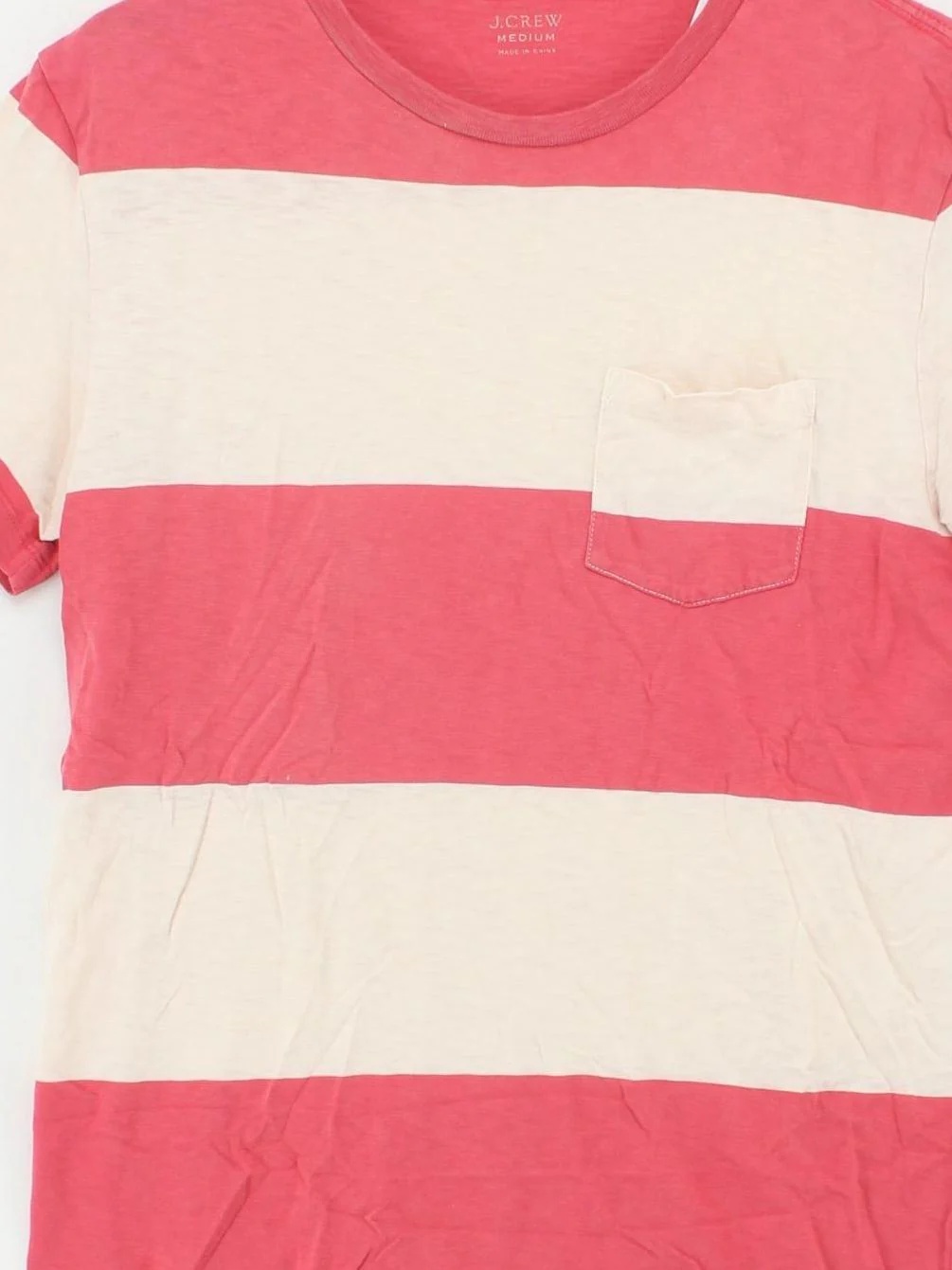 J. Crew Men's T-Shirt M Red Striped 100% Cotton Basic - Image 3