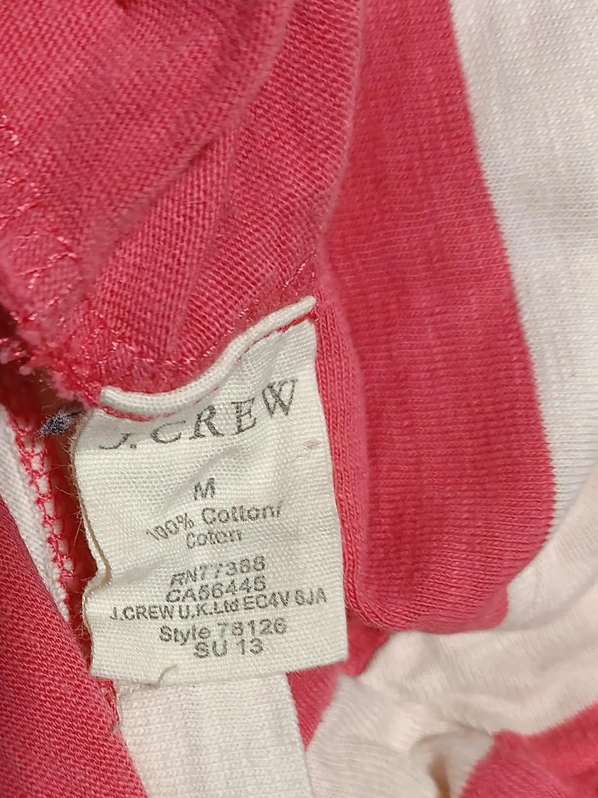 J. Crew Men's T-Shirt M Red Striped 100% Cotton Basic - Image 6