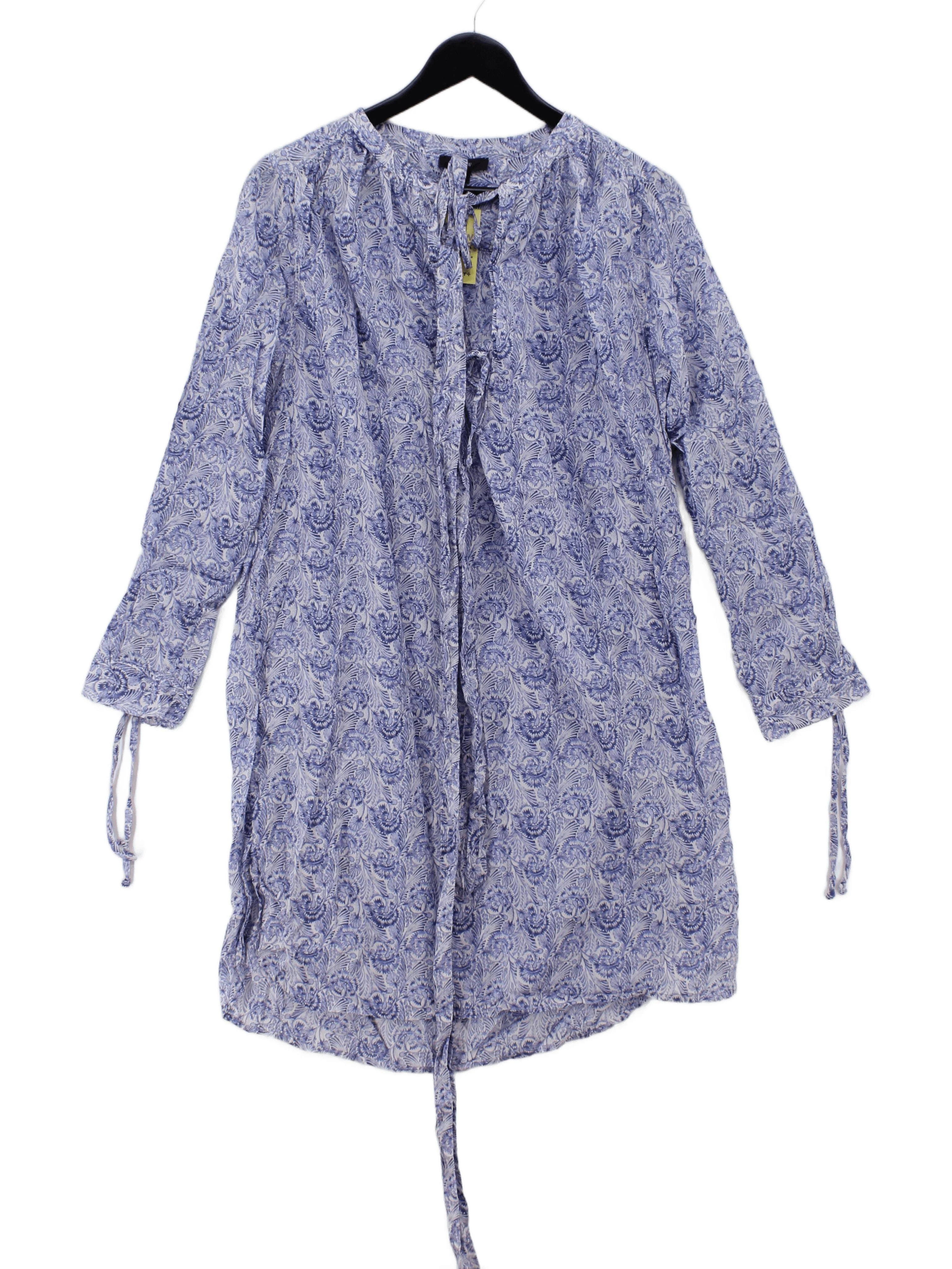 J. Crew Women's Blouse M Blue Paisley 100% Cotton Long Sleeve Collared Basic