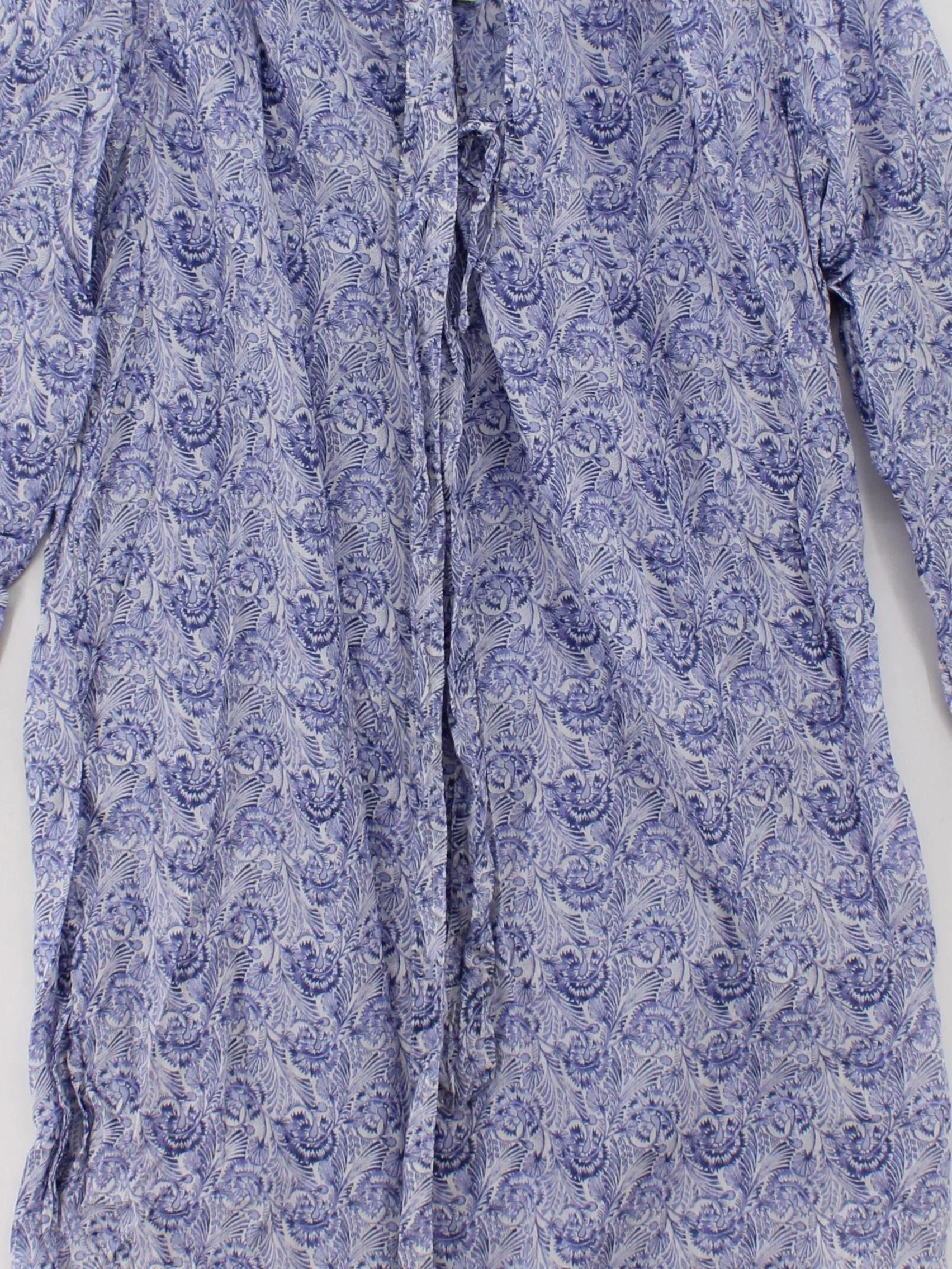 J. Crew Women's Blouse M Blue Paisley 100% Cotton Long Sleeve Collared Basic - Image 3