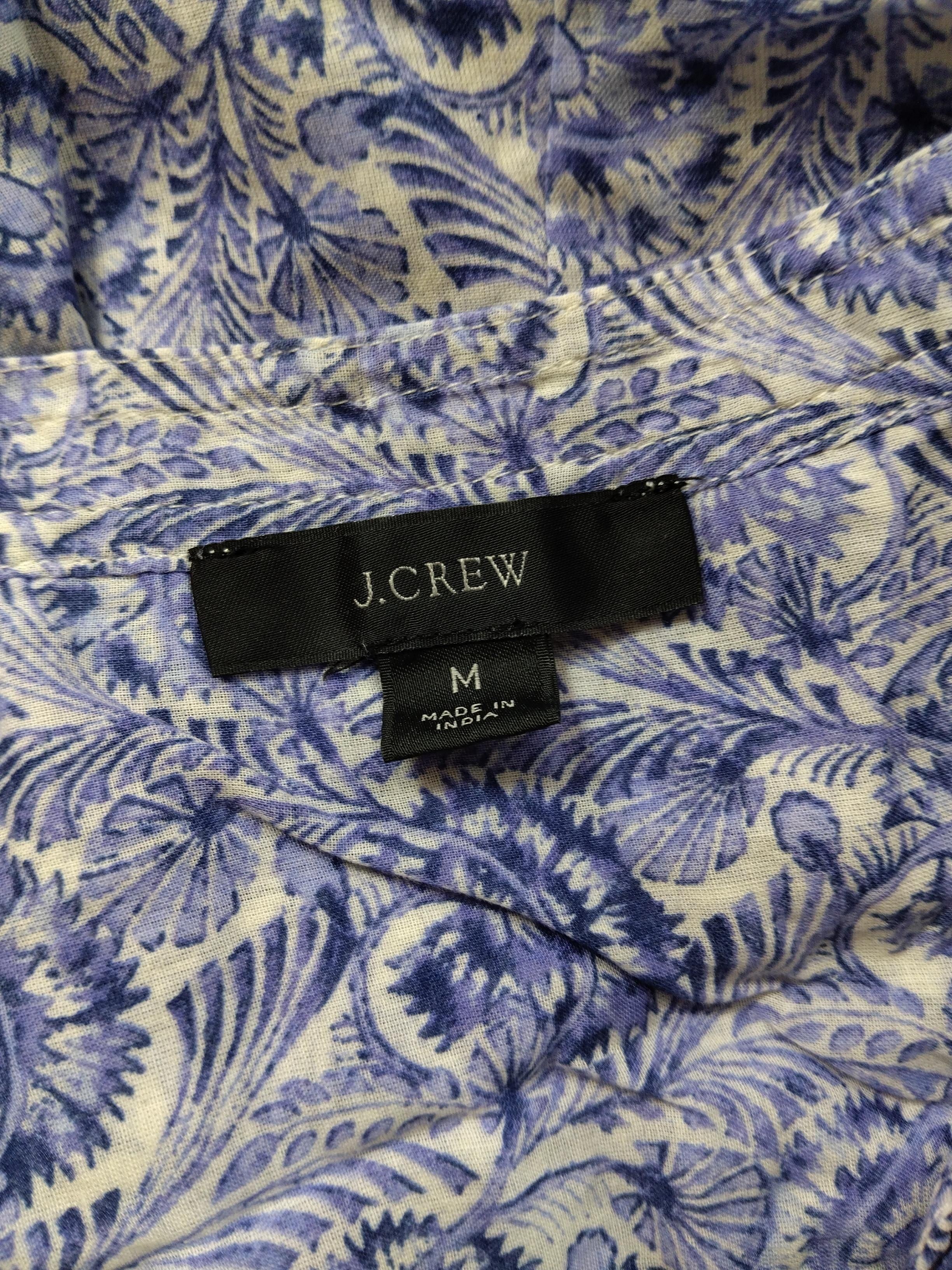 J. Crew Women's Blouse M Blue Paisley 100% Cotton Long Sleeve Collared Basic - Image 5