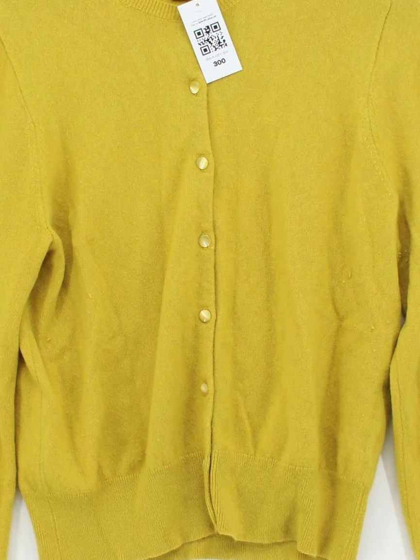 J. Crew Women's Cardigan XL Yellow 100% Cashmere Round Neck Cardigan - Image 3