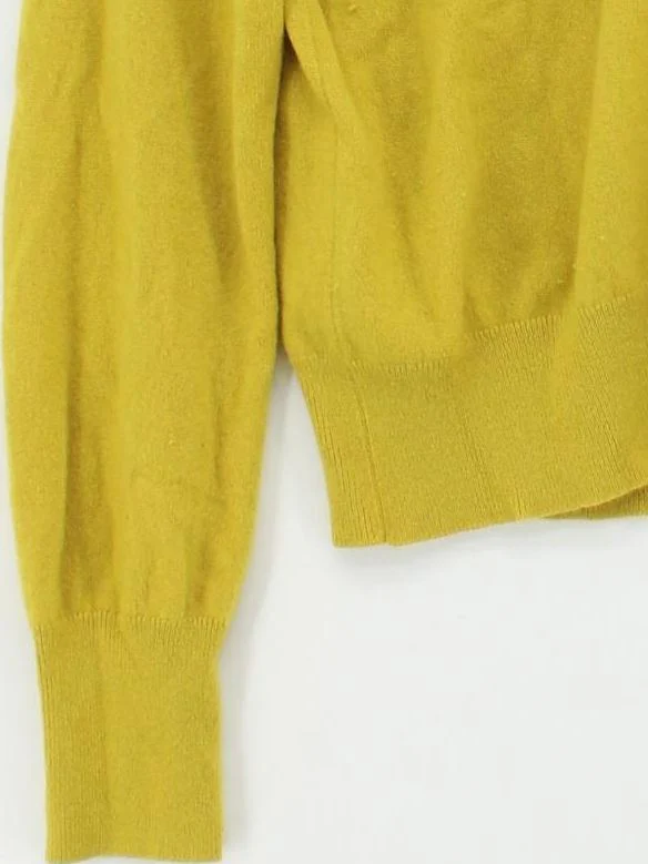 J. Crew Women's Cardigan XL Yellow 100% Cashmere Round Neck Cardigan - Image 4