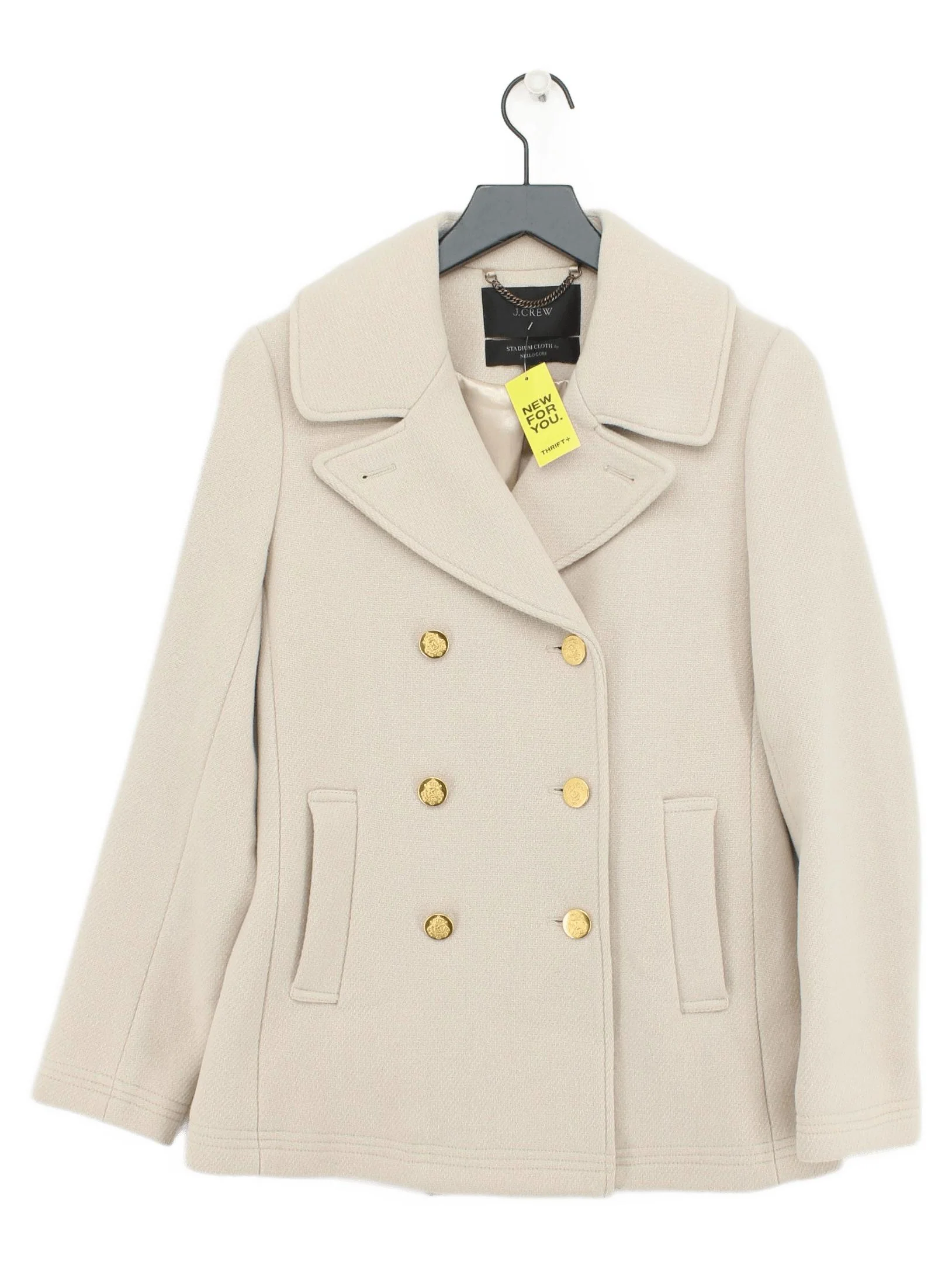 J. Crew Women's Coat UK 8 Cream Wool with Nylon, Polyester Pea Coat