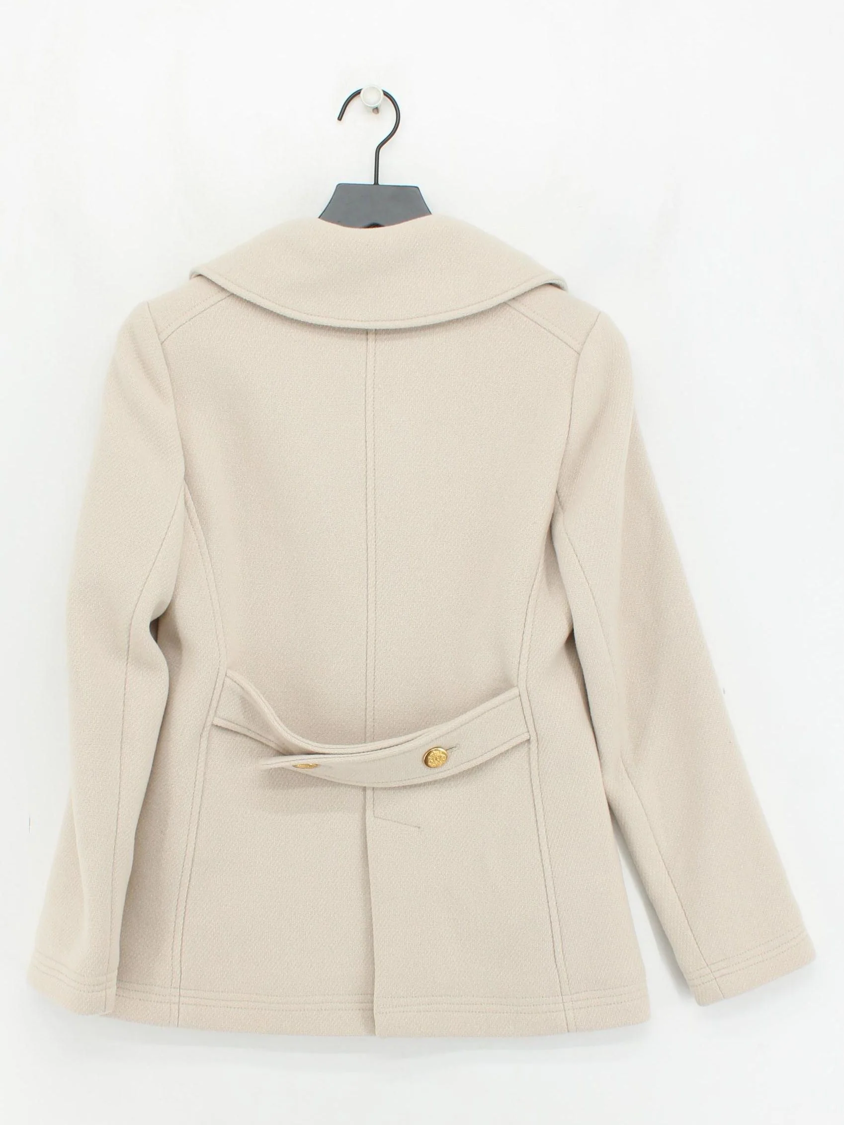 J. Crew Women's Coat UK 8 Cream Wool with Nylon, Polyester Pea Coat - Image 2