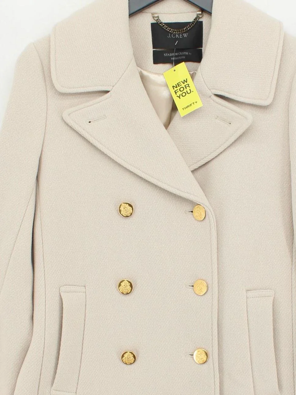 J. Crew Women's Coat UK 8 Cream Wool with Nylon, Polyester Pea Coat - Image 3