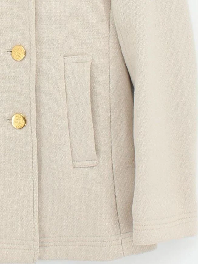 J. Crew Women's Coat UK 8 Cream Wool with Nylon, Polyester Pea Coat - Image 4