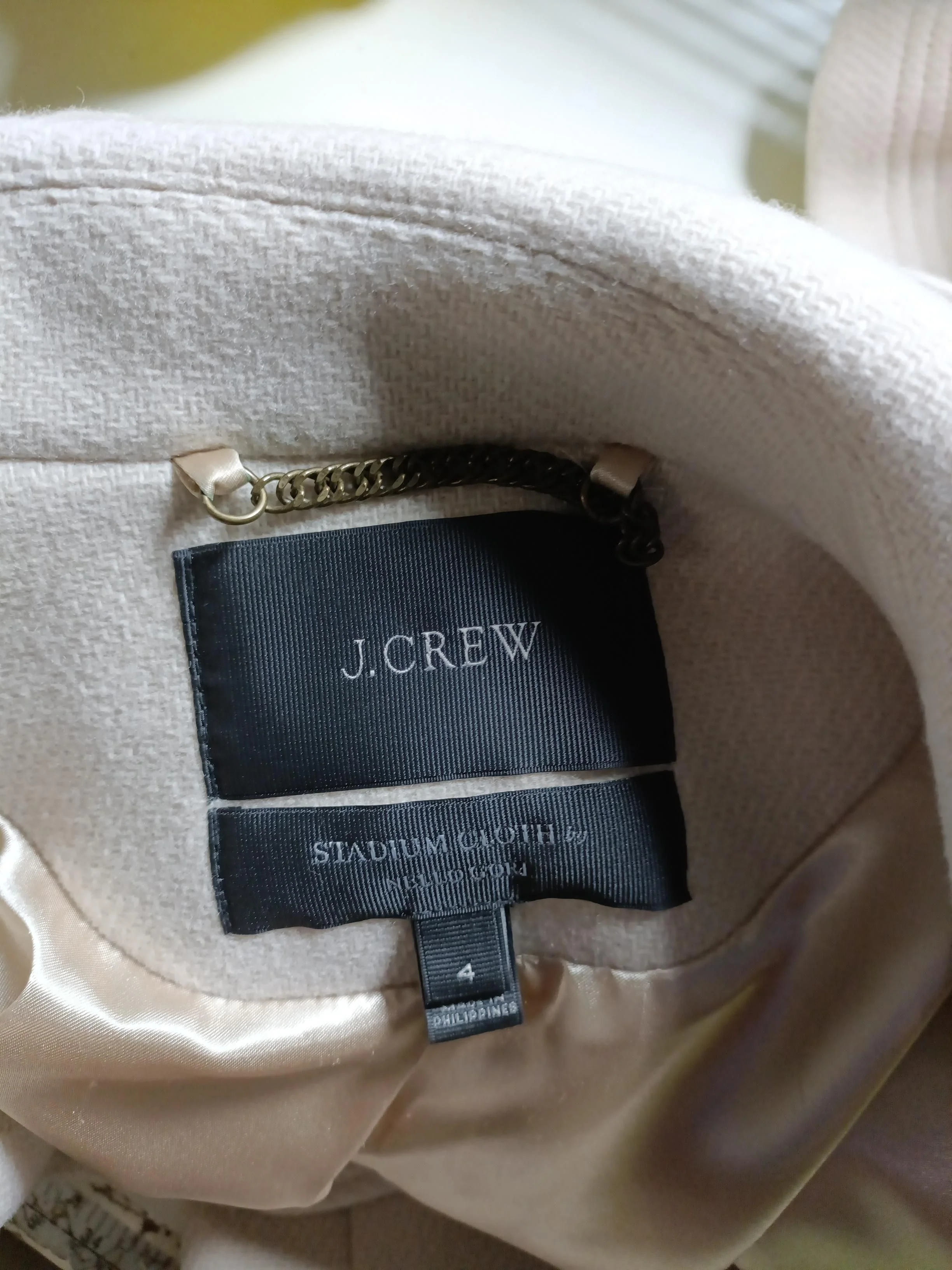 J. Crew Women's Coat UK 8 Cream Wool with Nylon, Polyester Pea Coat - Image 5