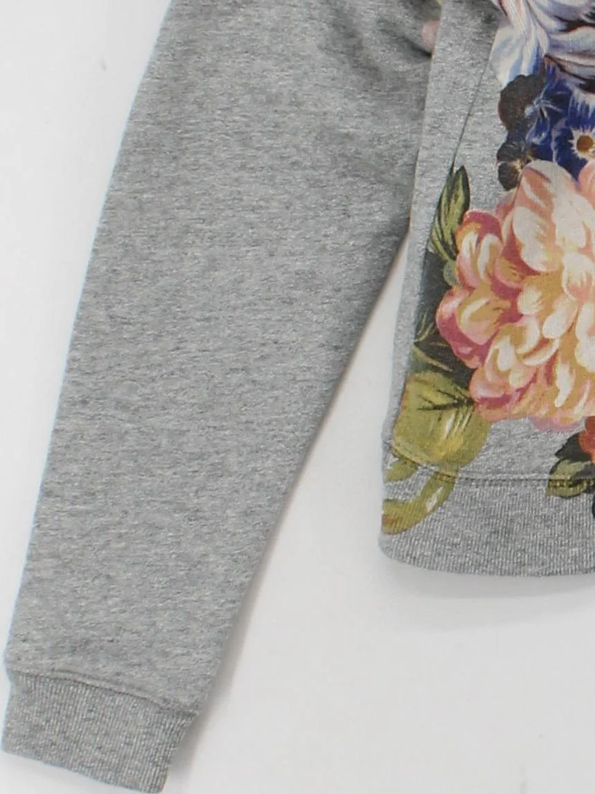 J. Crew Women's Hoodie XS Grey Floral 100% Cotton Pullover - Image 4