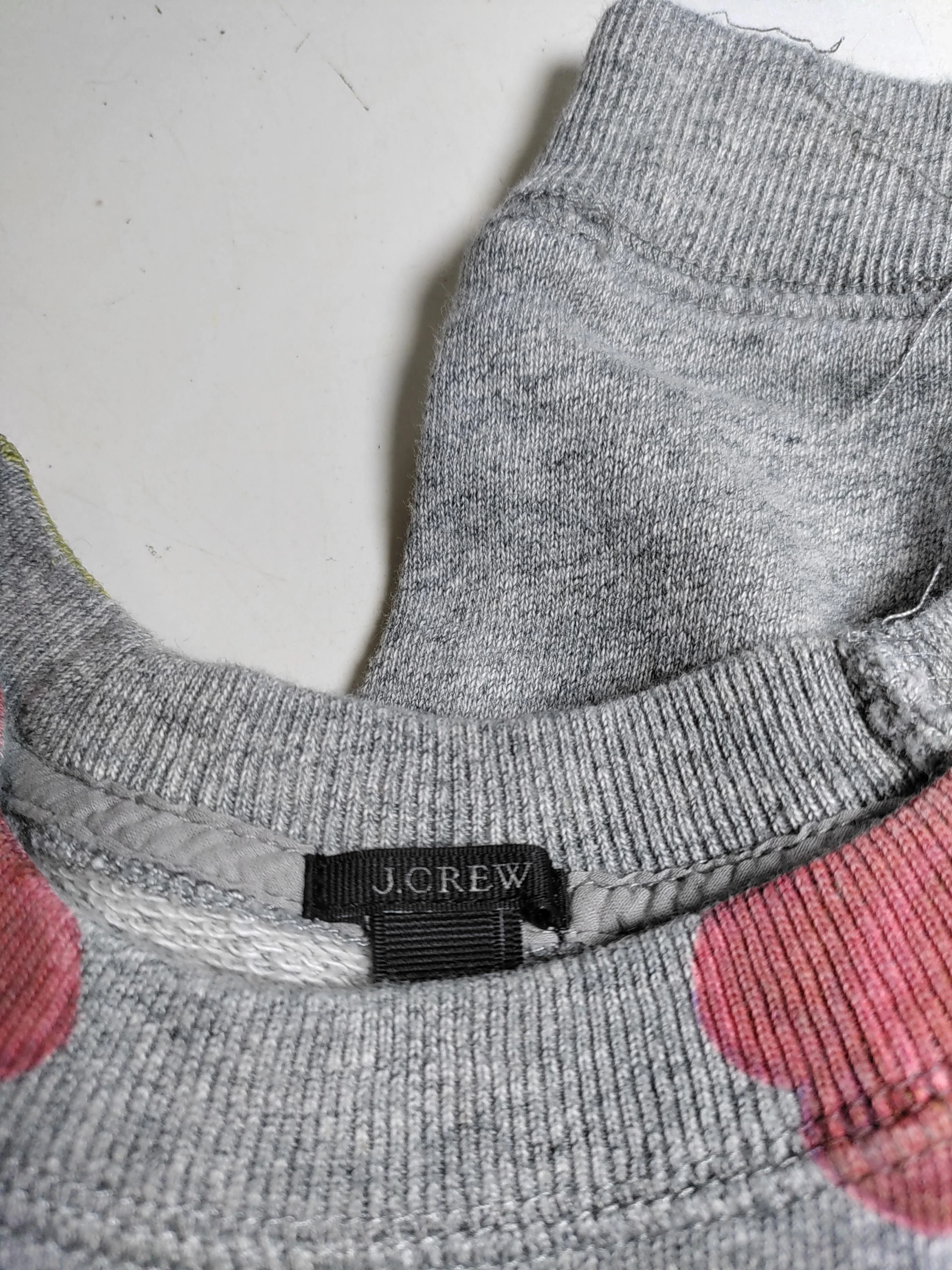 J. Crew Women's Hoodie XS Grey Floral 100% Cotton Pullover - Image 5