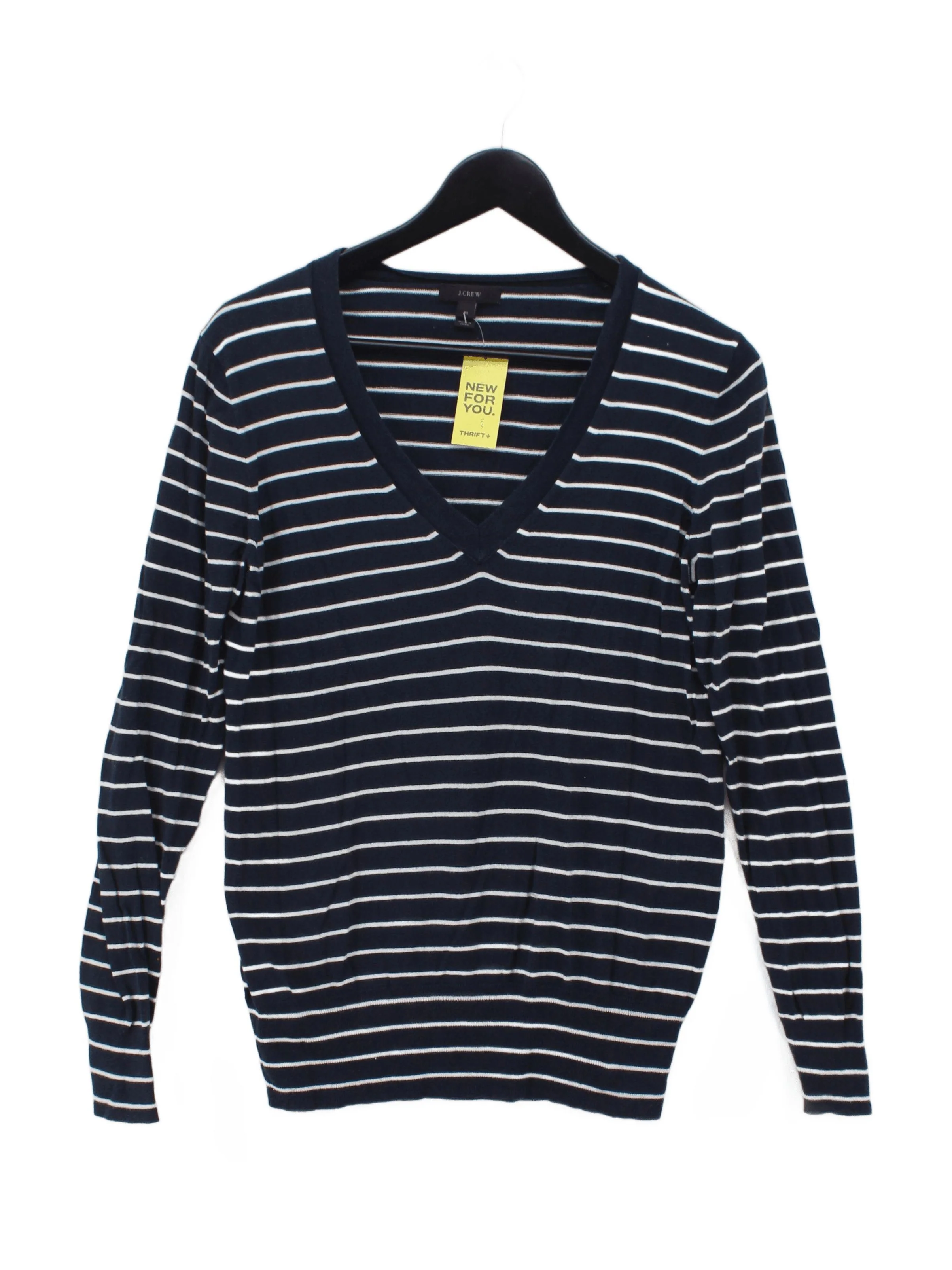 J. Crew Women's Jumper M Blue Striped 100% Other V-Neck Pullover
