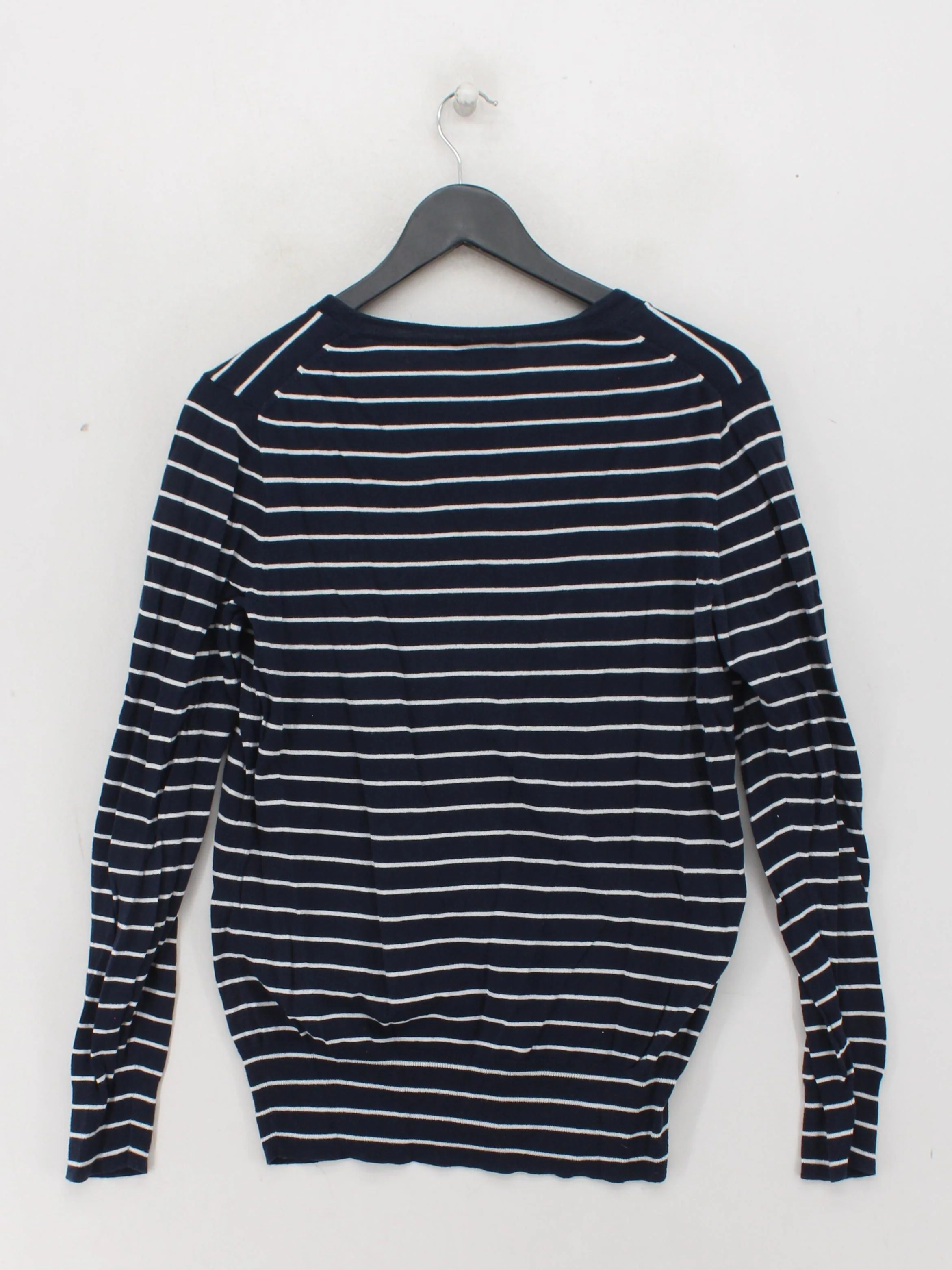 J. Crew Women's Jumper M Blue Striped 100% Other V-Neck Pullover - Image 2