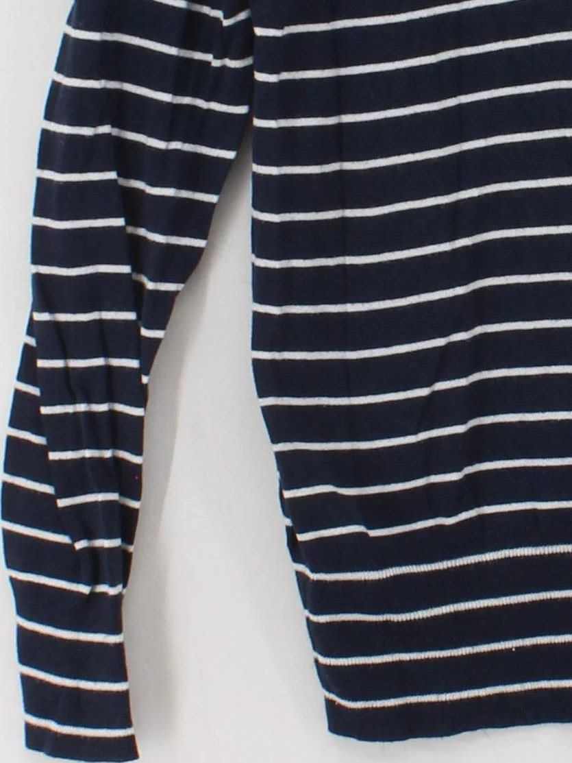 J. Crew Women's Jumper M Blue Striped 100% Other V-Neck Pullover - Image 4