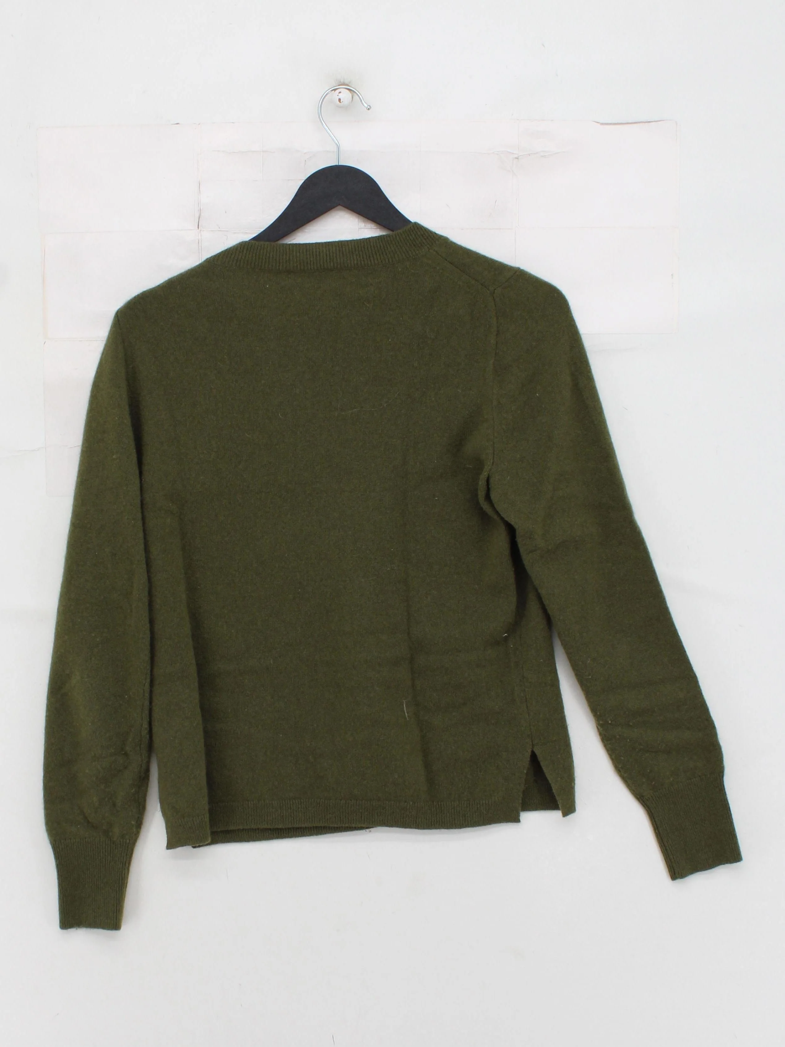 J. Crew Women's Jumper M Green 100% Cashmere Crew Neck Pullover - Image 2