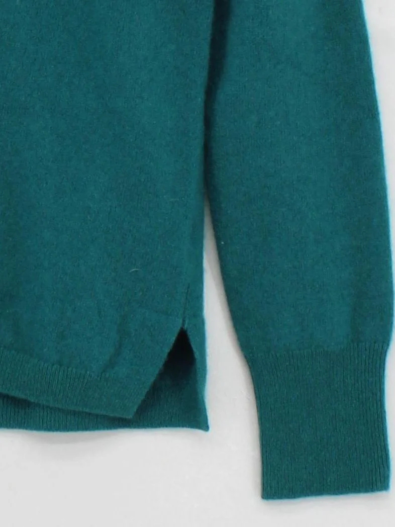 J. Crew Women's Jumper M Green 100% Cashmere Crew Neck Pullover - Image 4