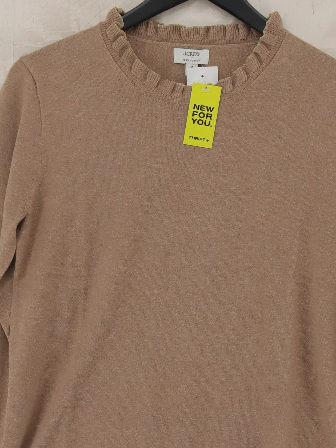 J. Crew Women's Jumper M Tan 100% Cotton Crew Neck Pullover New with tags - Image 3