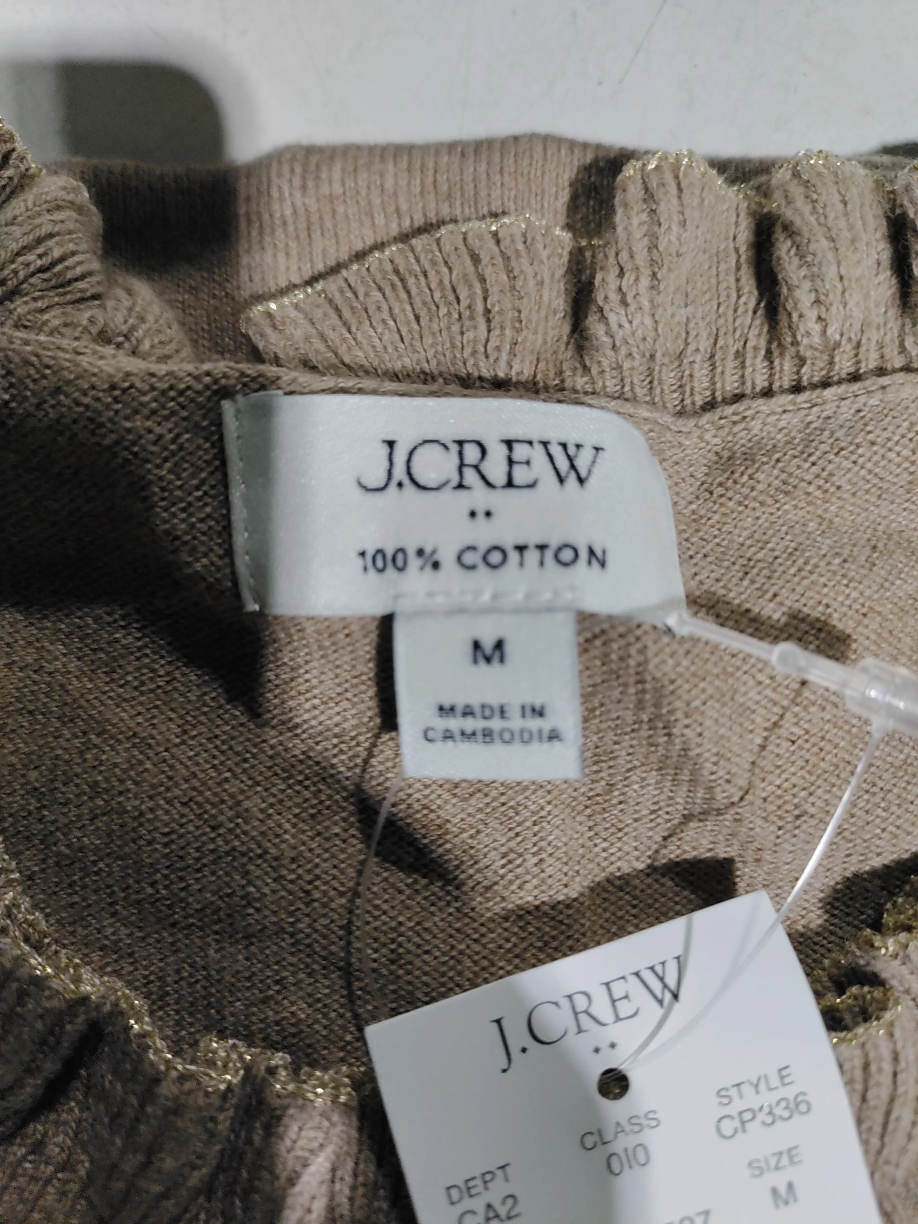 J. Crew Women's Jumper M Tan 100% Cotton Crew Neck Pullover New with tags - Image 5