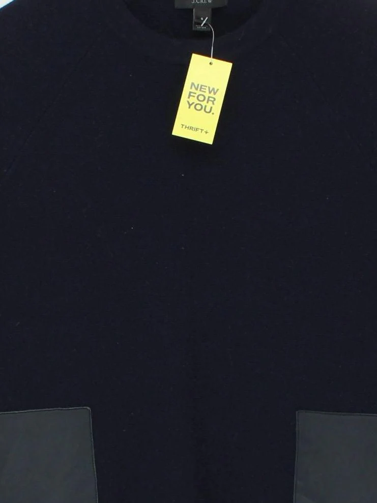 J. Crew Women's Jumper S Blue Wool with Leather Round Neck Pullover - Image 3