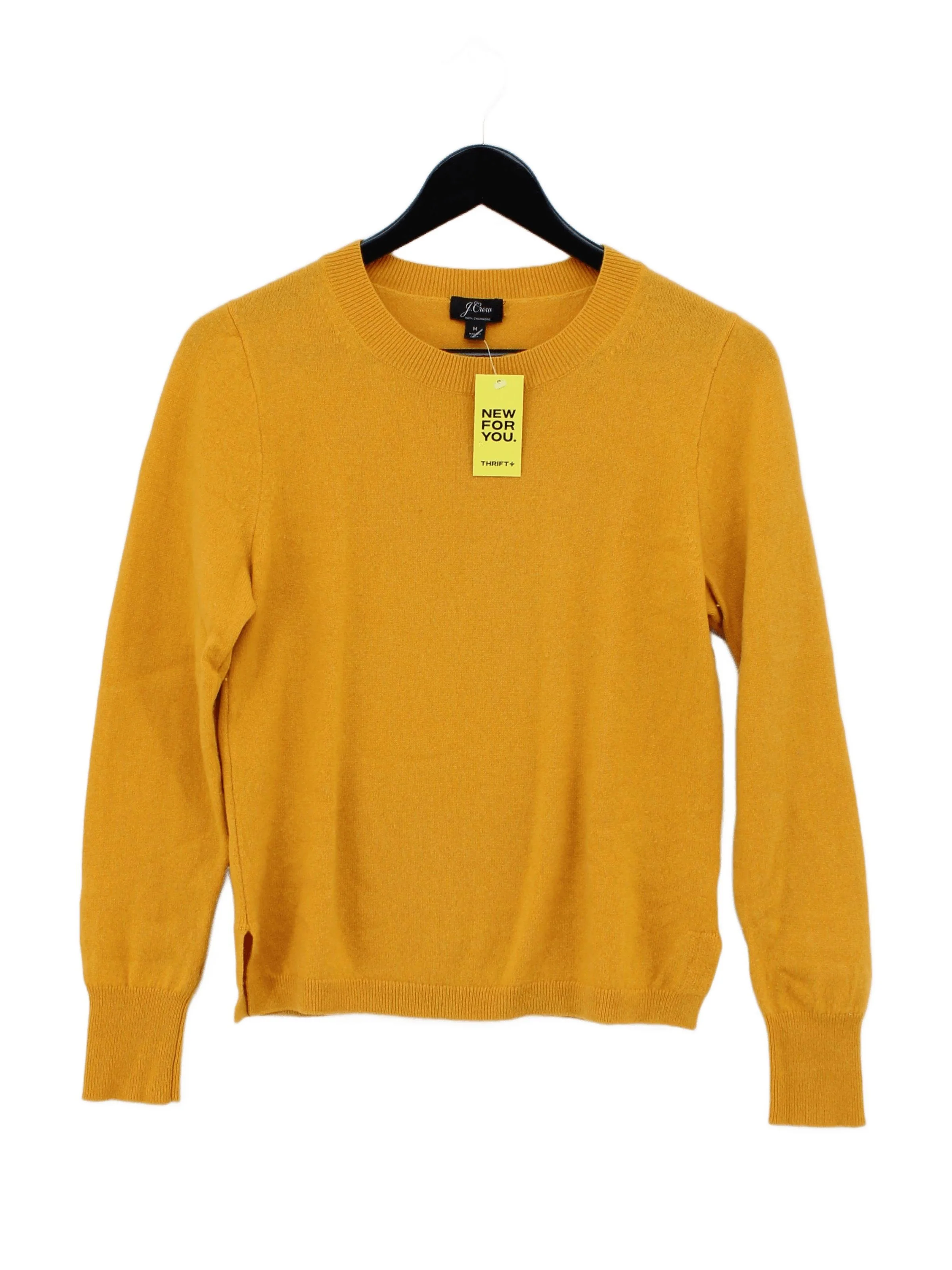 J. Crew Women's Jumper UK 12 Yellow 100% Cashmere Crew Neck Pullover