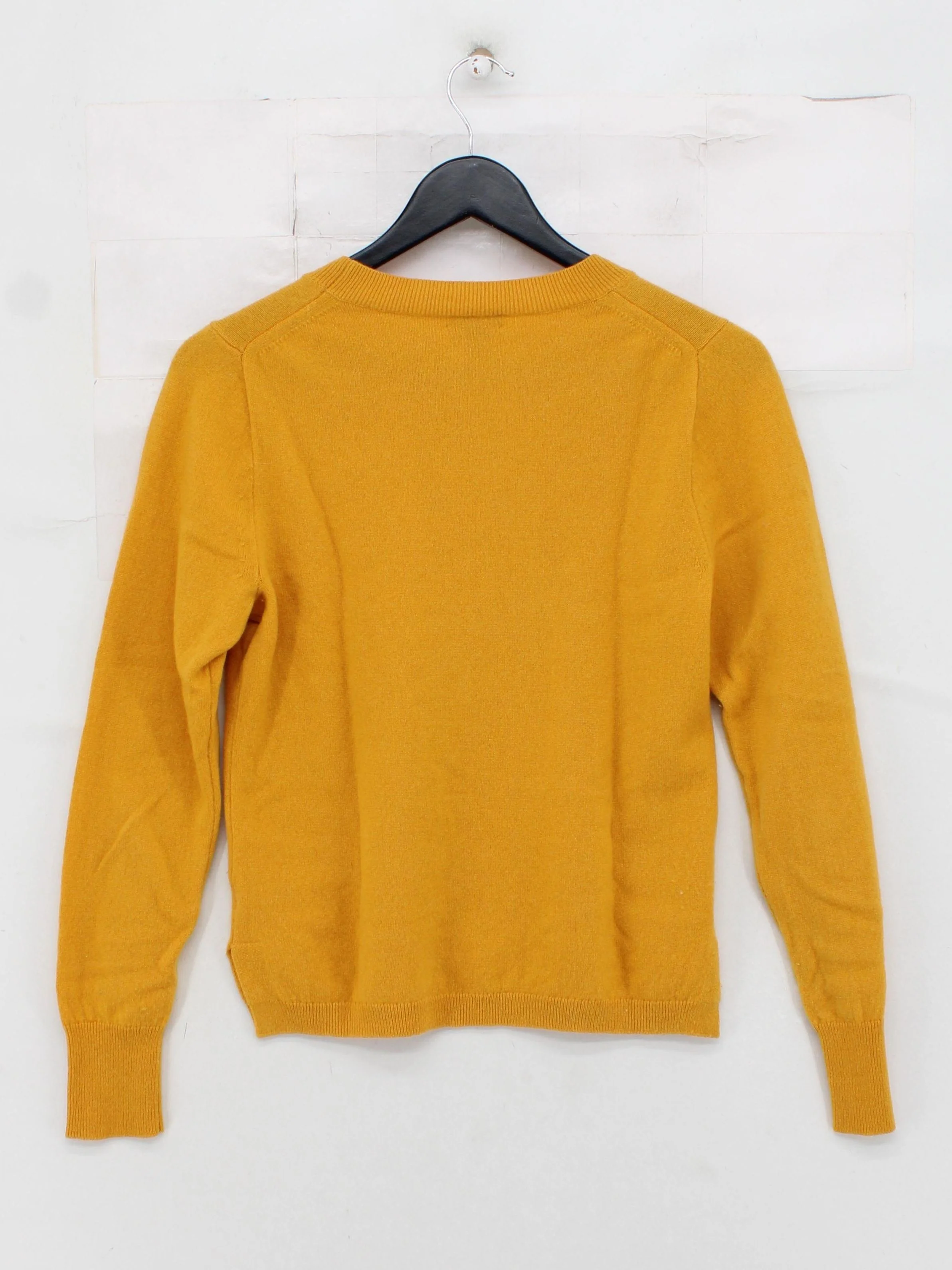 J. Crew Women's Jumper UK 12 Yellow 100% Cashmere Crew Neck Pullover - Image 2