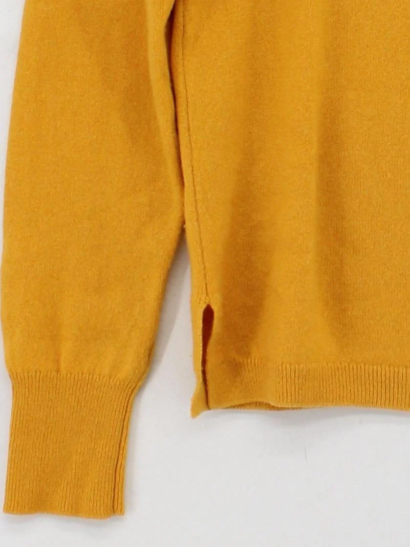 J. Crew Women's Jumper UK 12 Yellow 100% Cashmere Crew Neck Pullover - Image 4