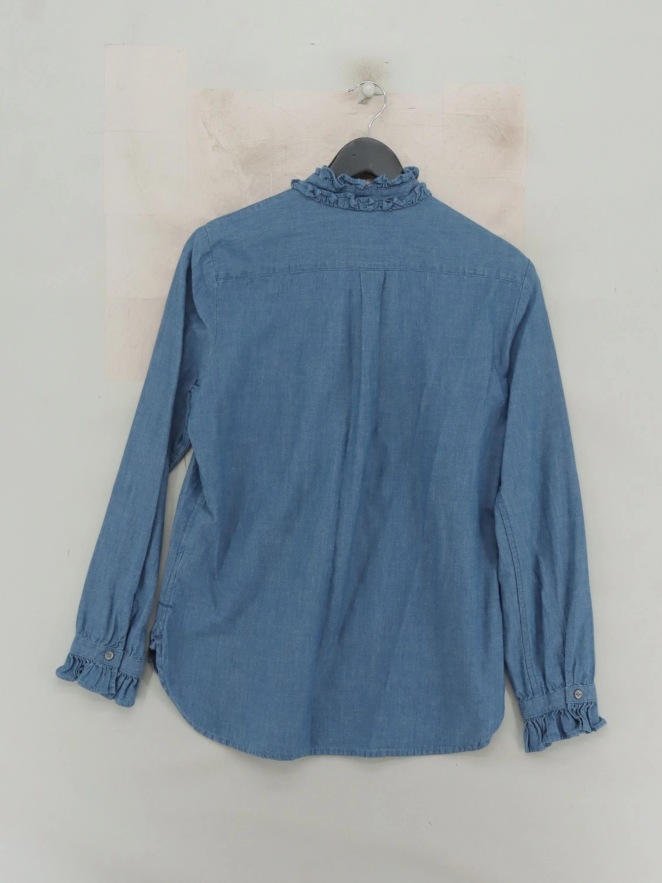 J. Crew Women's Shirt UK 2 Blue 100% Cotton Long Sleeve Collared Basic - Image 2