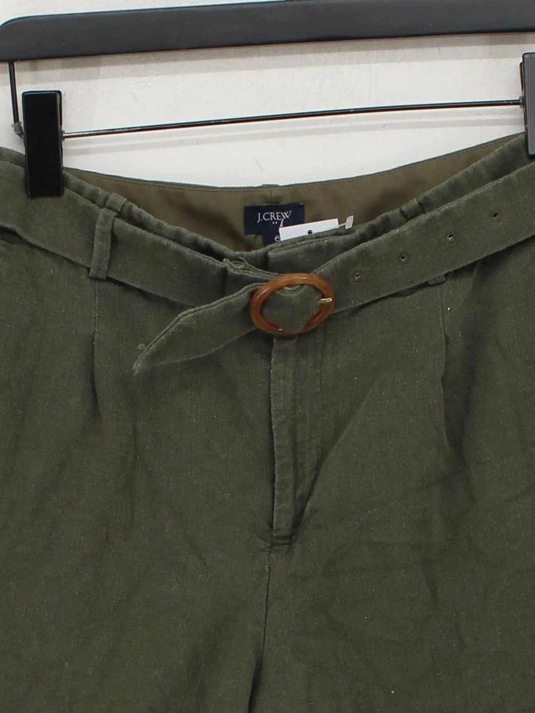 J. Crew Women's Shorts UK 10 Green Linen with Polyester Paperbag - Image 3