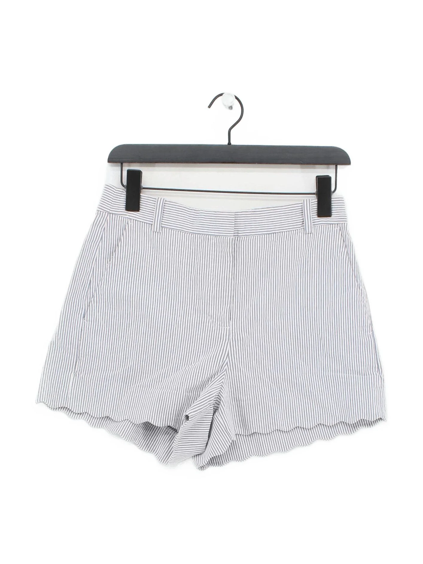 J. Crew Women's Shorts UK 10 White Striped Cotton with Nylon, Elastane Mom