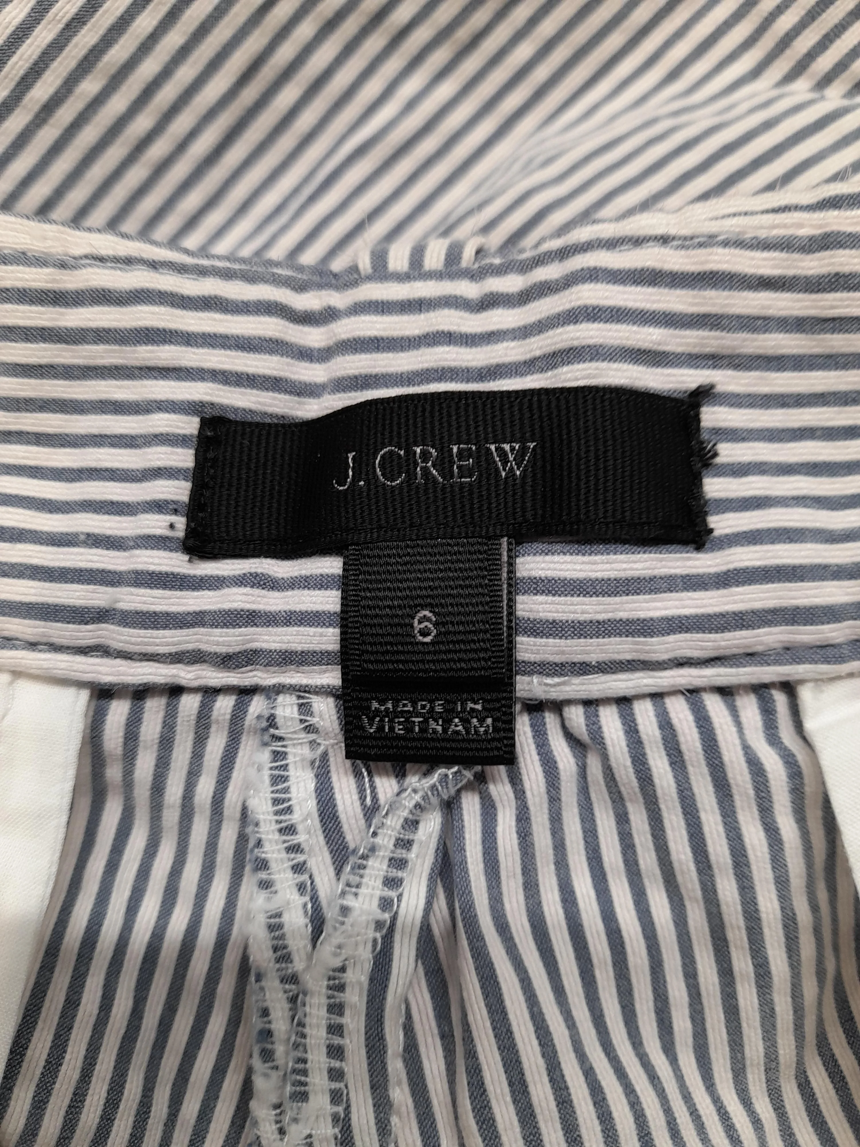 J. Crew Women's Shorts UK 10 White Striped Cotton with Nylon, Elastane Mom - Image 5