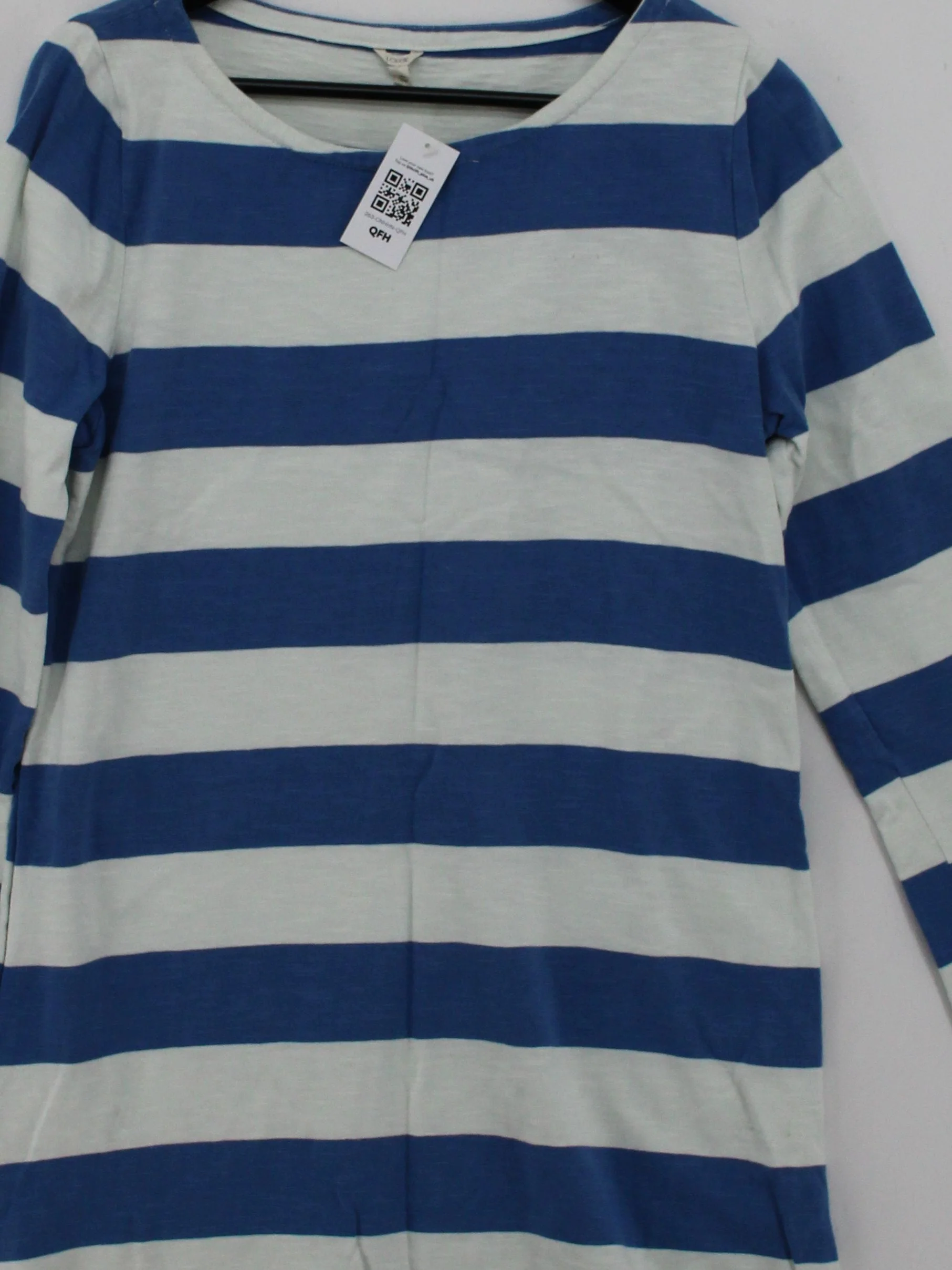 J. Crew Women's T-Shirt M Blue Striped 100% Cotton Short Sleeve Round Neck Basic - Image 3