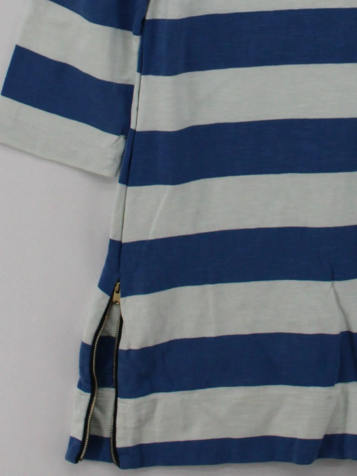 J. Crew Women's T-Shirt M Blue Striped 100% Cotton Short Sleeve Round Neck Basic - Image 4