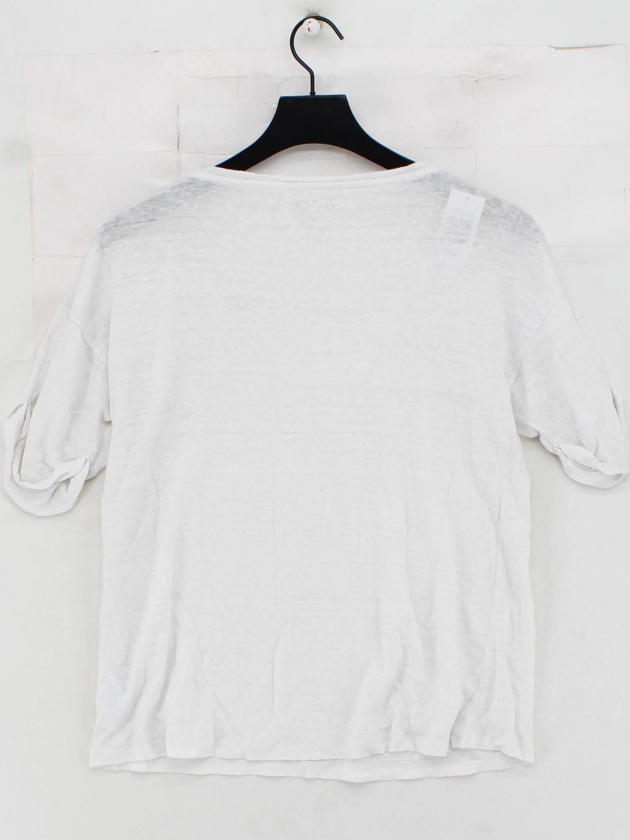 J. Crew Women's T-Shirt M White 100% Linen Short Sleeve Round Neck Basic - Image 2