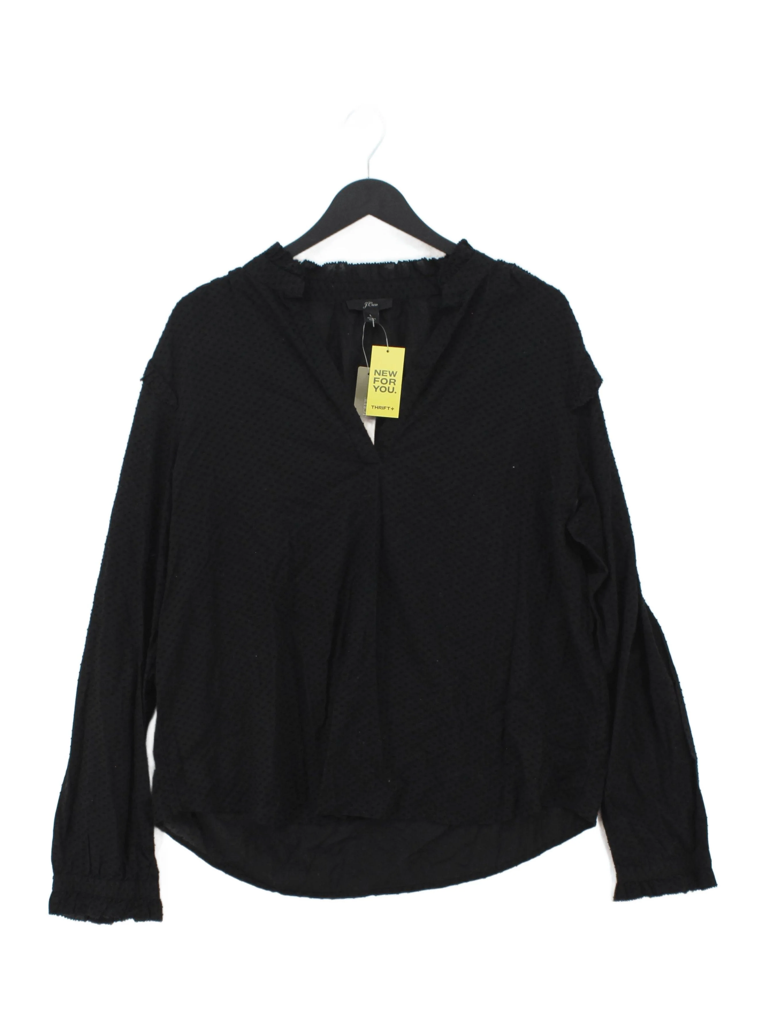 J. Crew Women's Top L Black 100% Cotton Long Sleeve V-Neck Basic