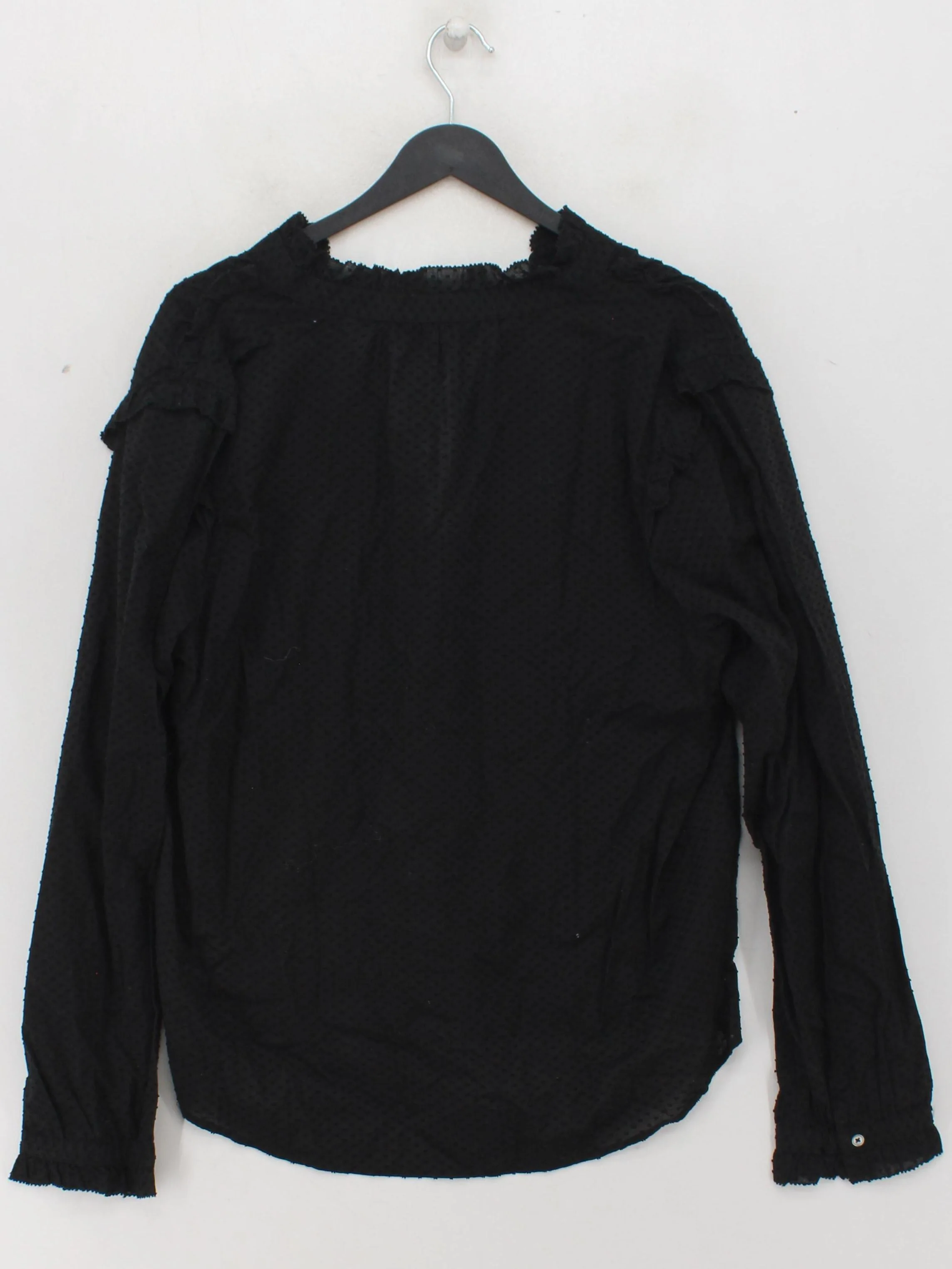 J. Crew Women's Top L Black 100% Cotton Long Sleeve V-Neck Basic - Image 2