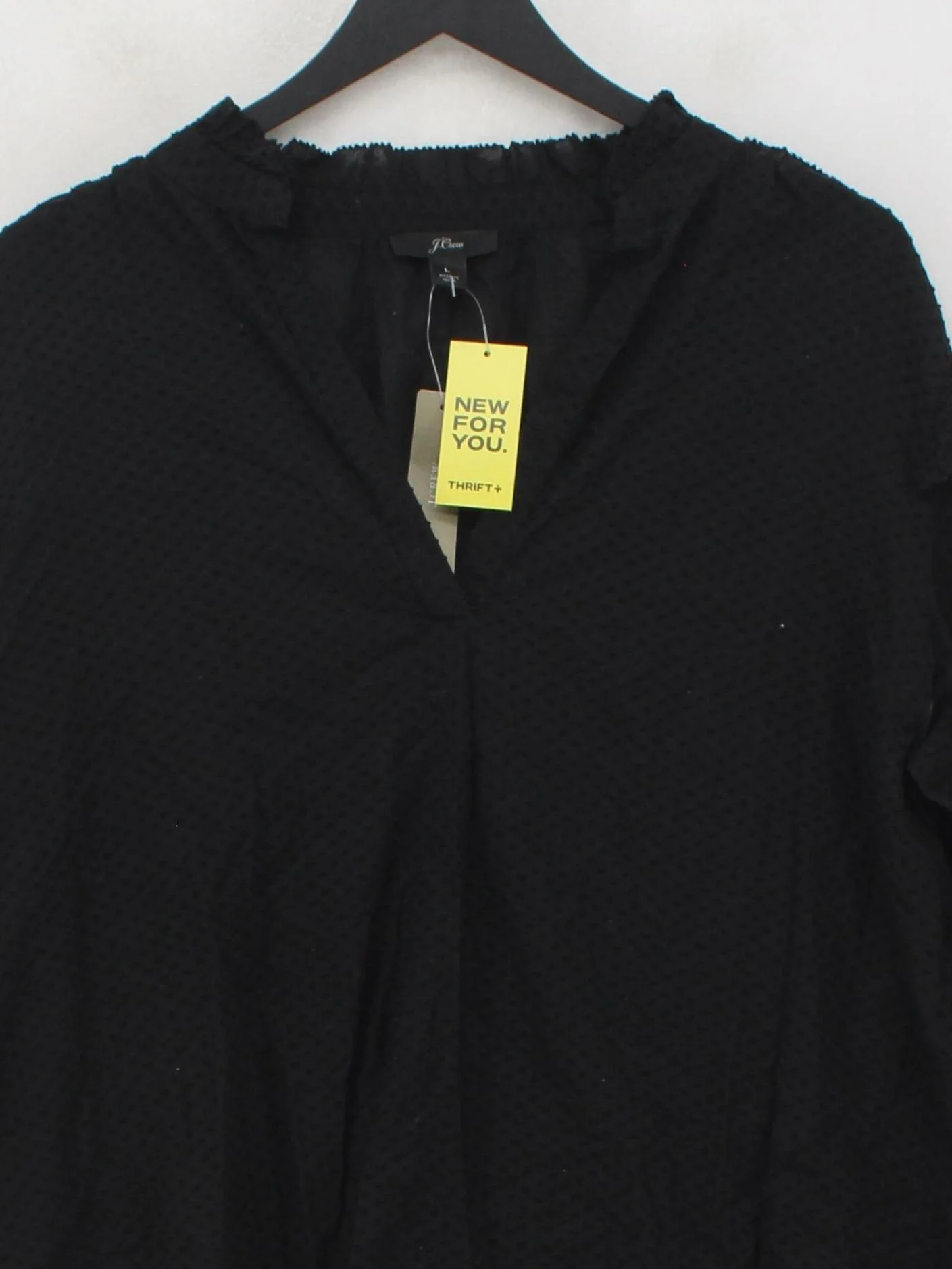 J. Crew Women's Top L Black 100% Cotton Long Sleeve V-Neck Basic - Image 3