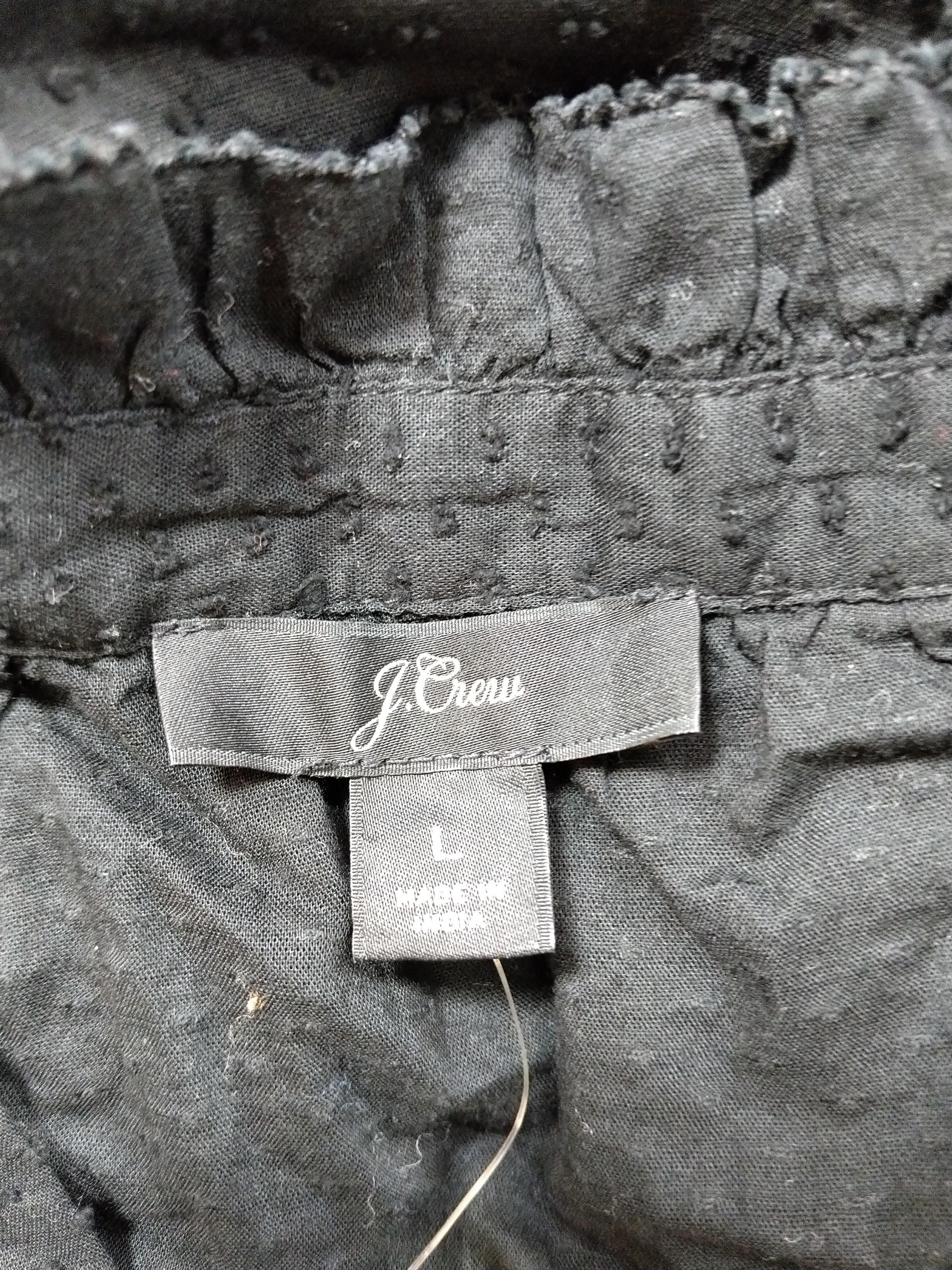 J. Crew Women's Top L Black 100% Cotton Long Sleeve V-Neck Basic - Image 5