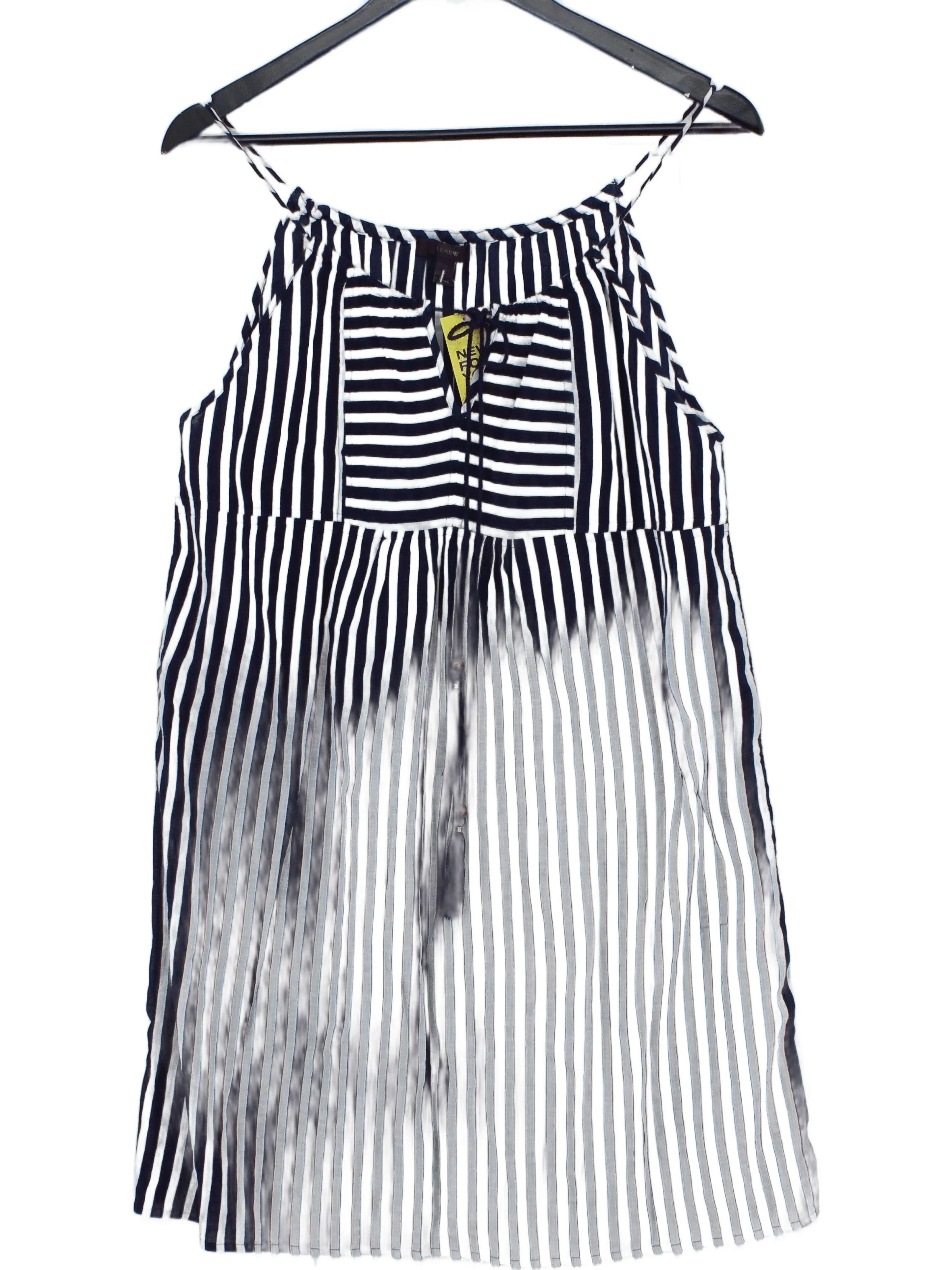 J. Crew Women's Top L Blue Striped 100% Cotton Sleeveless Round Neck Basic