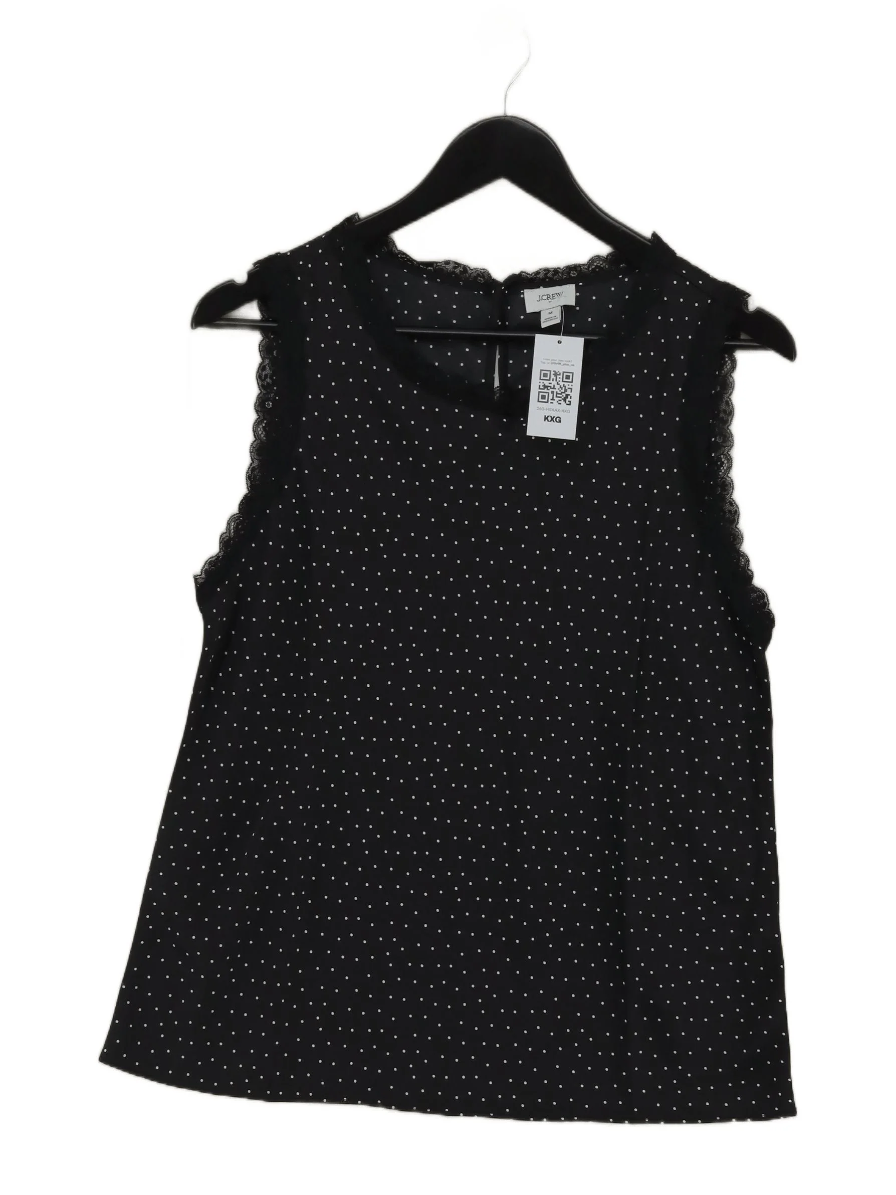 J. Crew Women's Top M Black Polkadot 100% Polyester Sleeveless Round Neck Basic