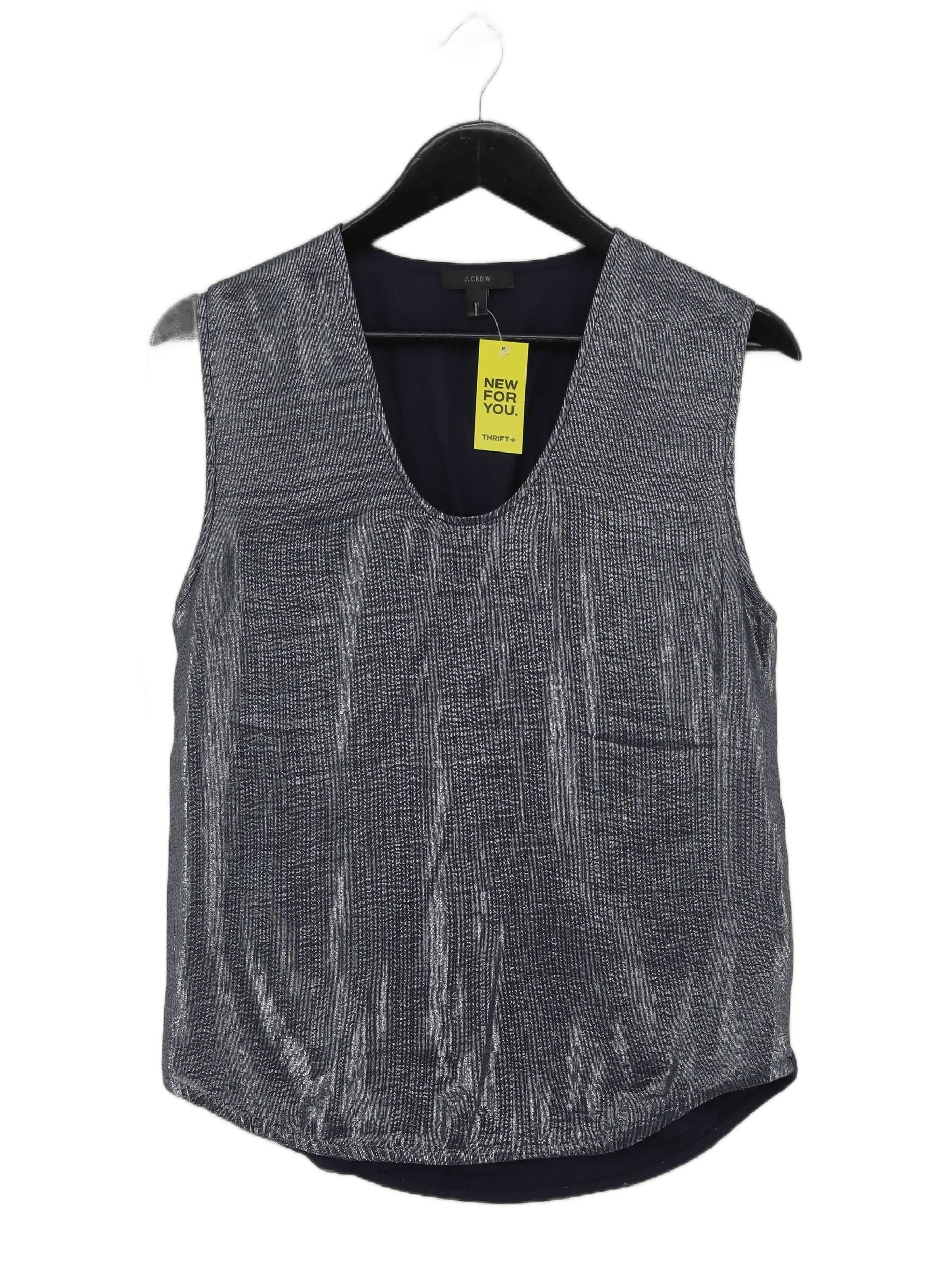J. Crew Women's Top M Blue Silk with Cotton, Polyester Basic