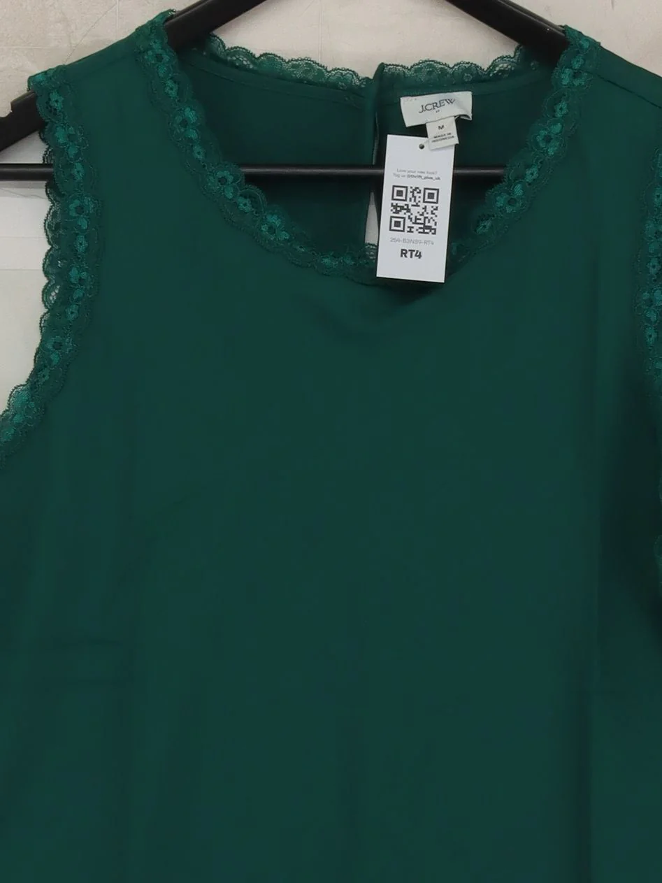 J. Crew Women's Top M Green 100% Polyester Sleeveless Round Neck Basic - Image 3