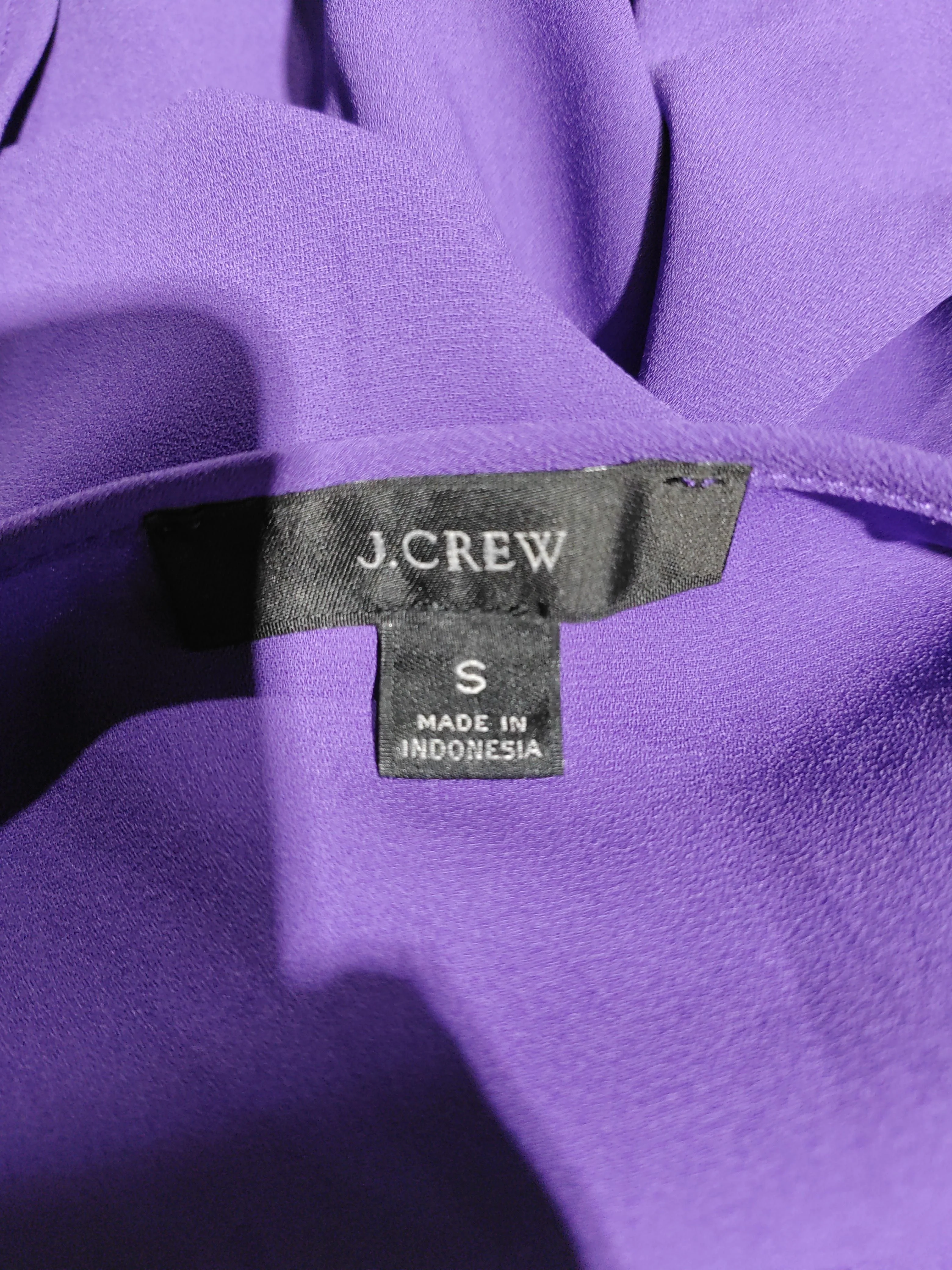 J. Crew Women's Top S Purple 100% Polyester Sleeveless V-Neck Basic - Image 6