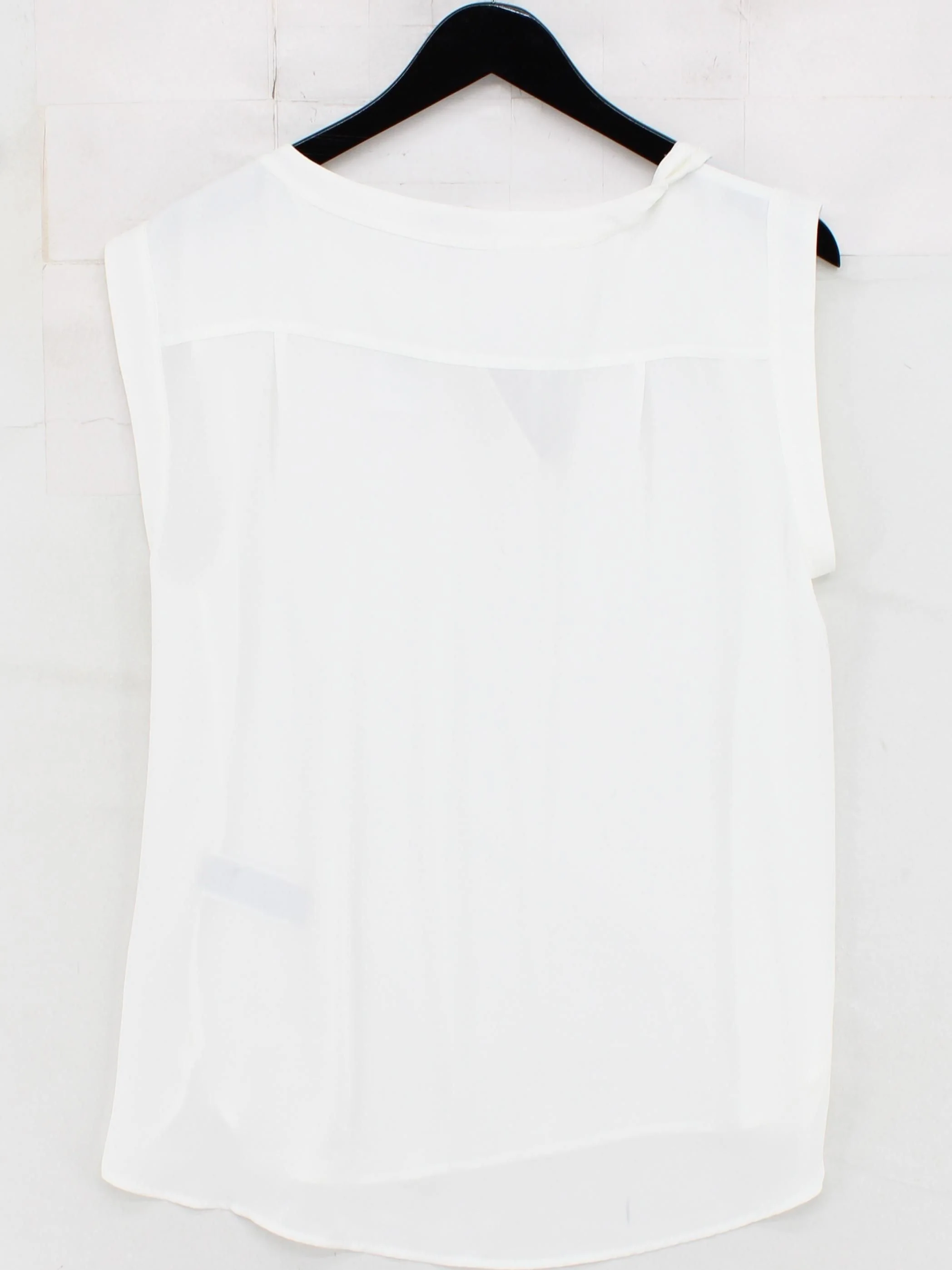 J. Crew Women's Top UK 10 White 100% Polyester Sleeveless Round Neck Basic - Image 2