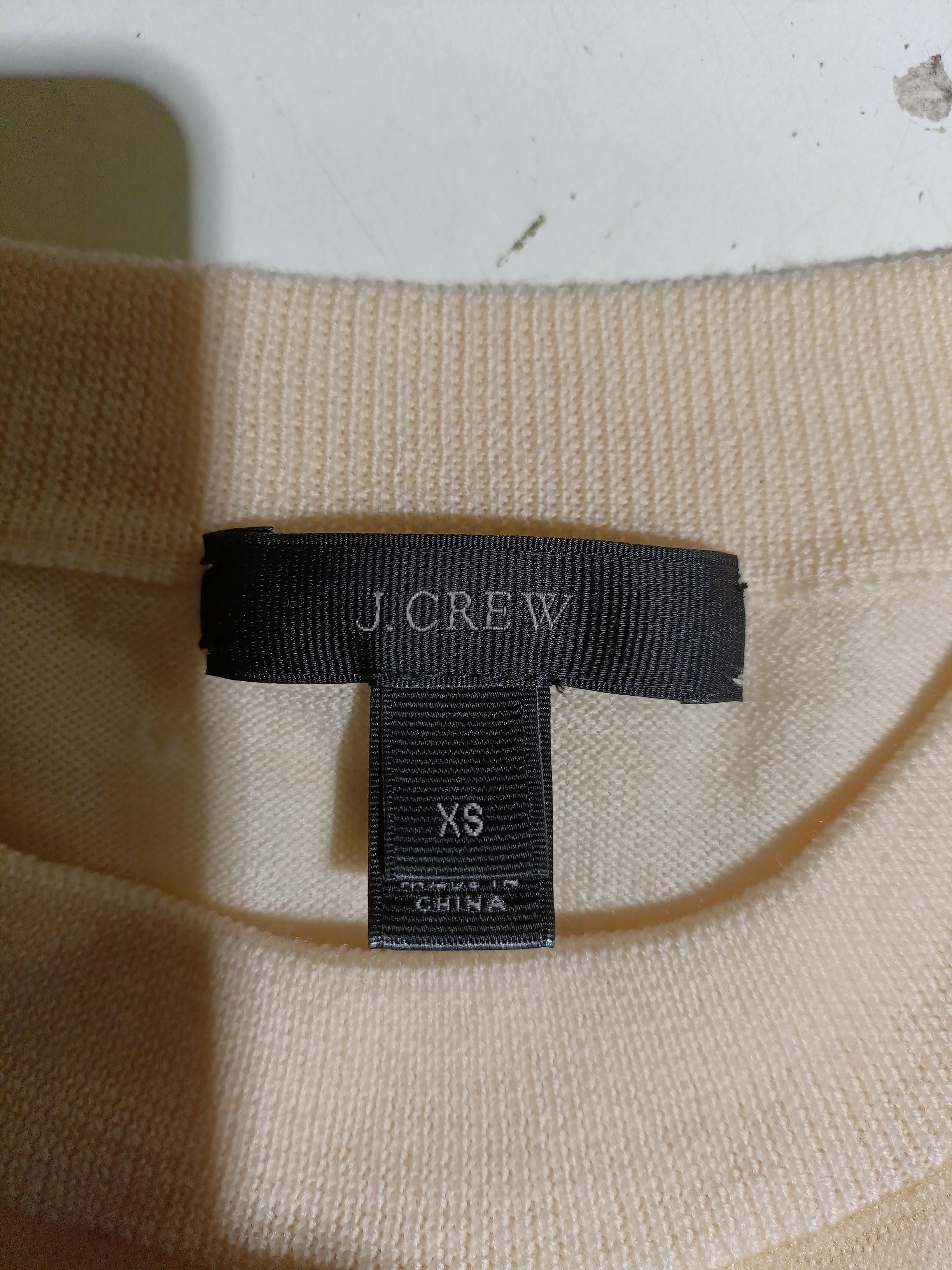 J. Crew Women's Top XS Cream Wool with Nylon Short Sleeve Round Neck Basic - Image 7