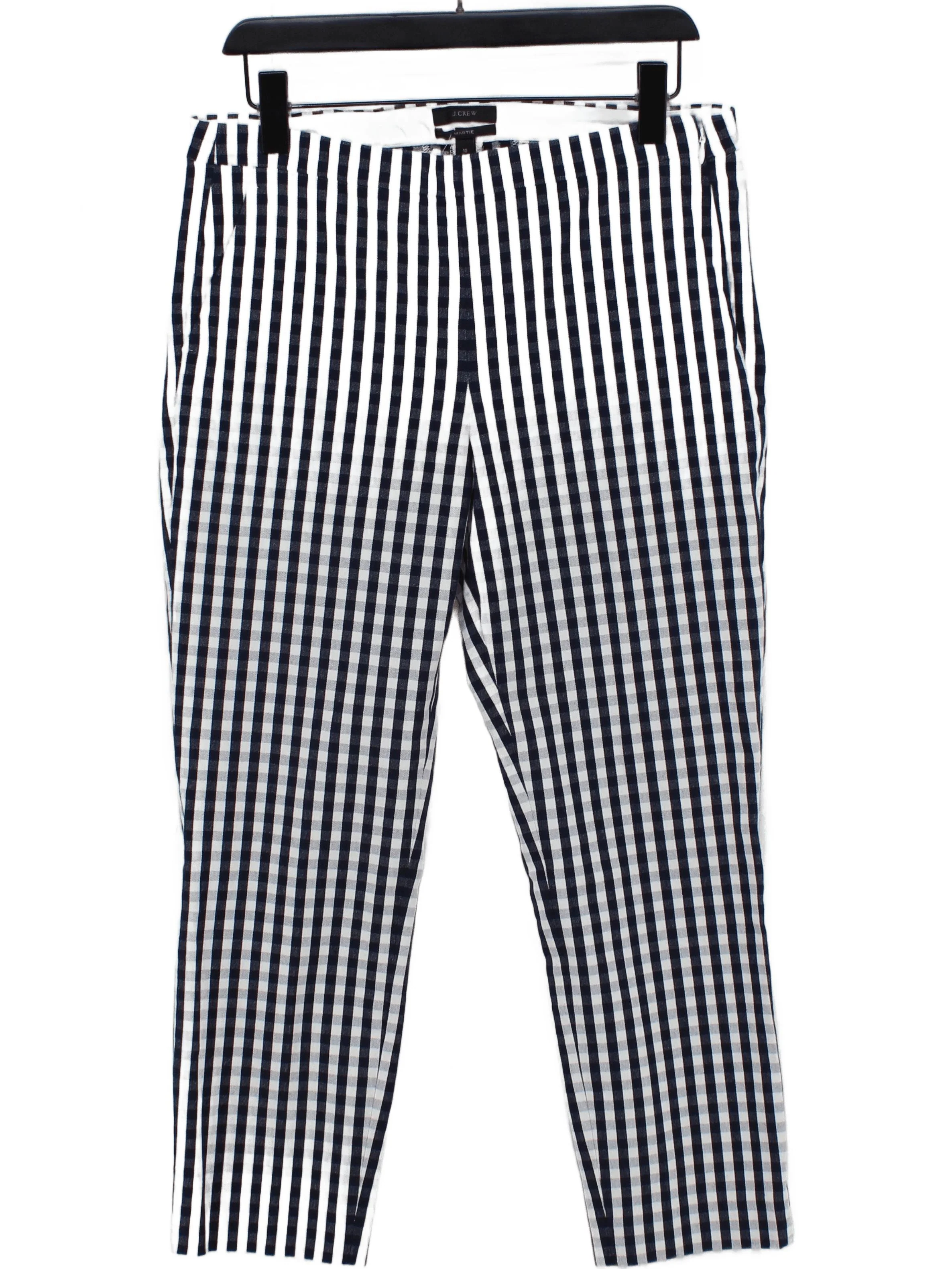 J. Crew Women's Trousers M Blue Checkered 100% Other Tapered Chino