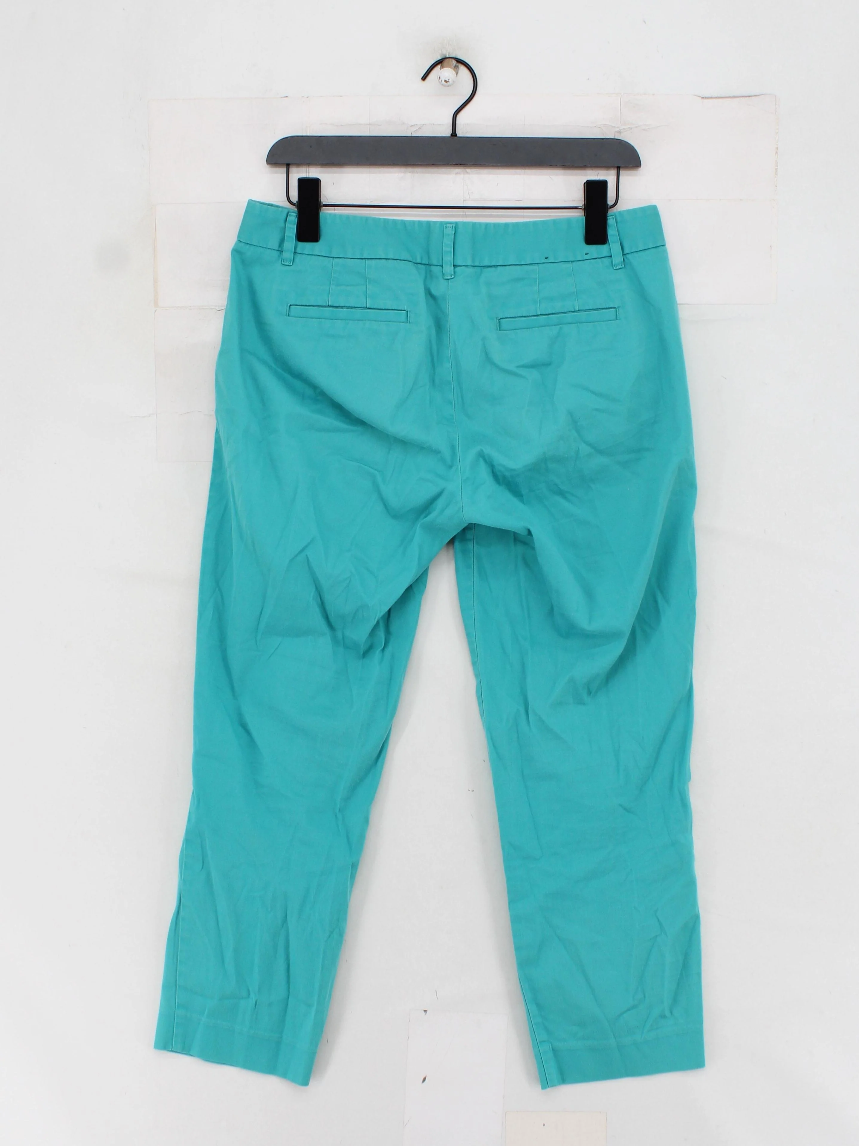 J. Crew Women's Trousers UK 10 Green Cotton with Spandex Tapered Capri - Image 2