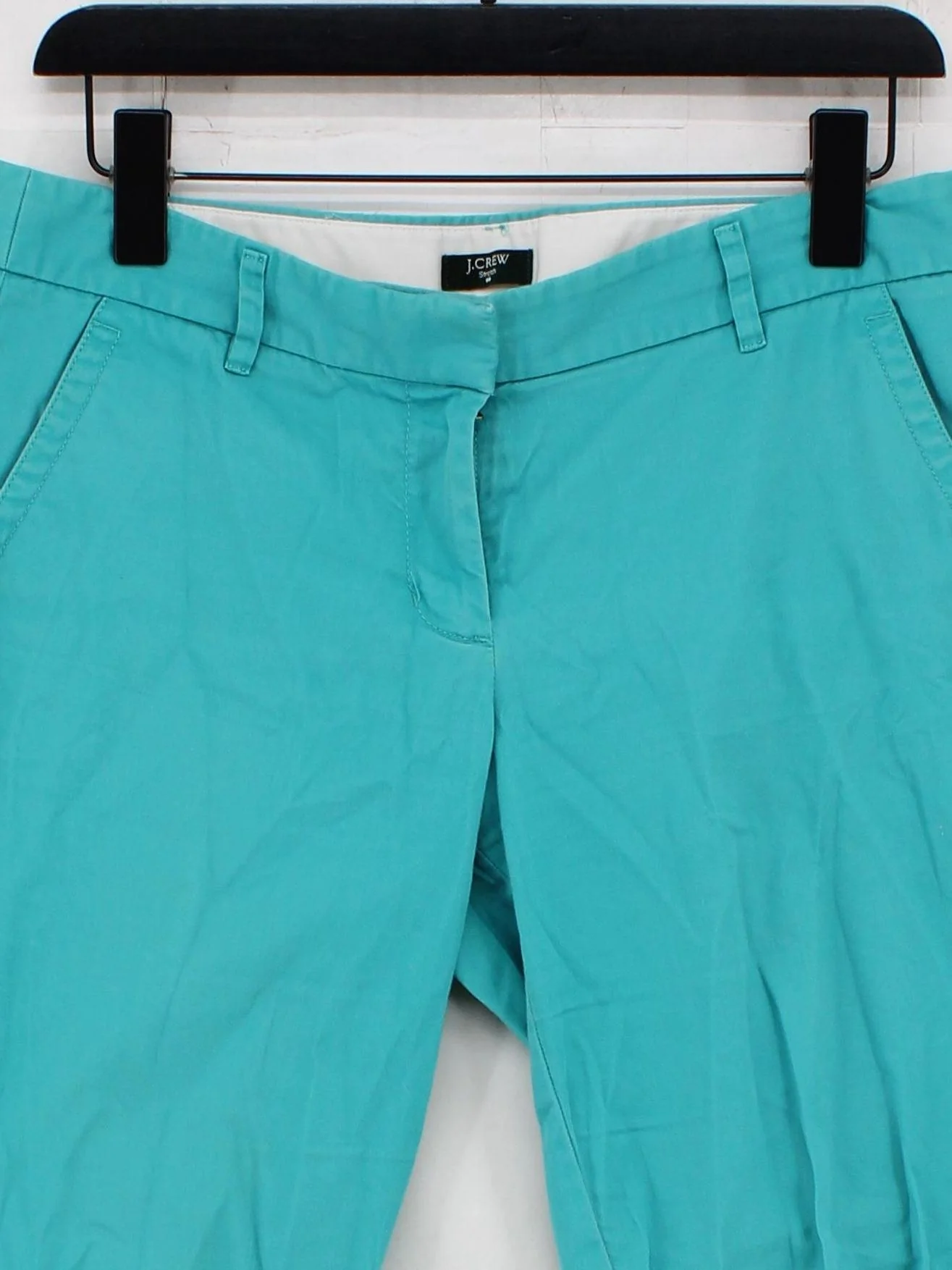 J. Crew Women's Trousers UK 10 Green Cotton with Spandex Tapered Capri - Image 3