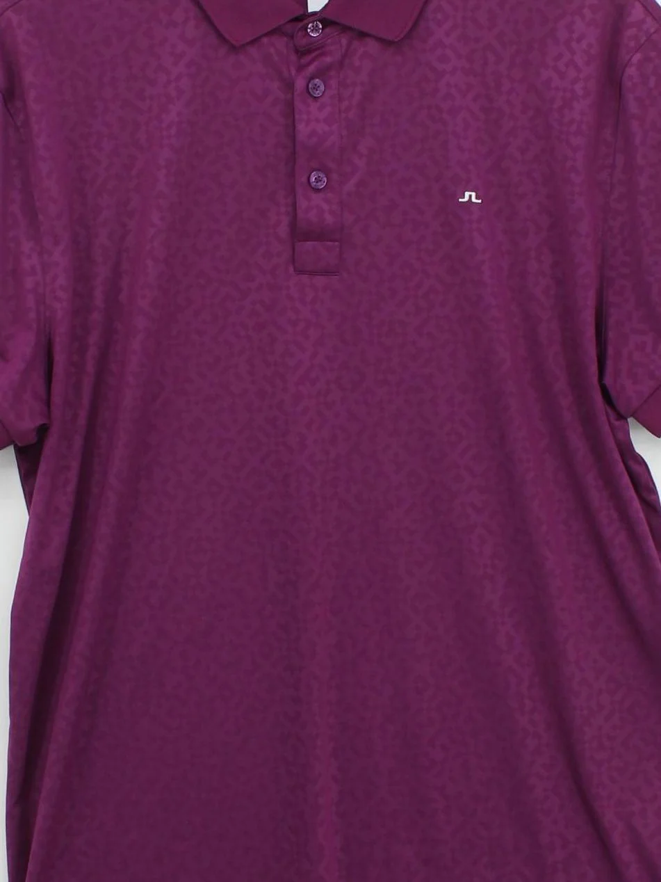 J.Lindeberg Men's Polo L Purple Geometric 100% Polyester Basic - Image 3