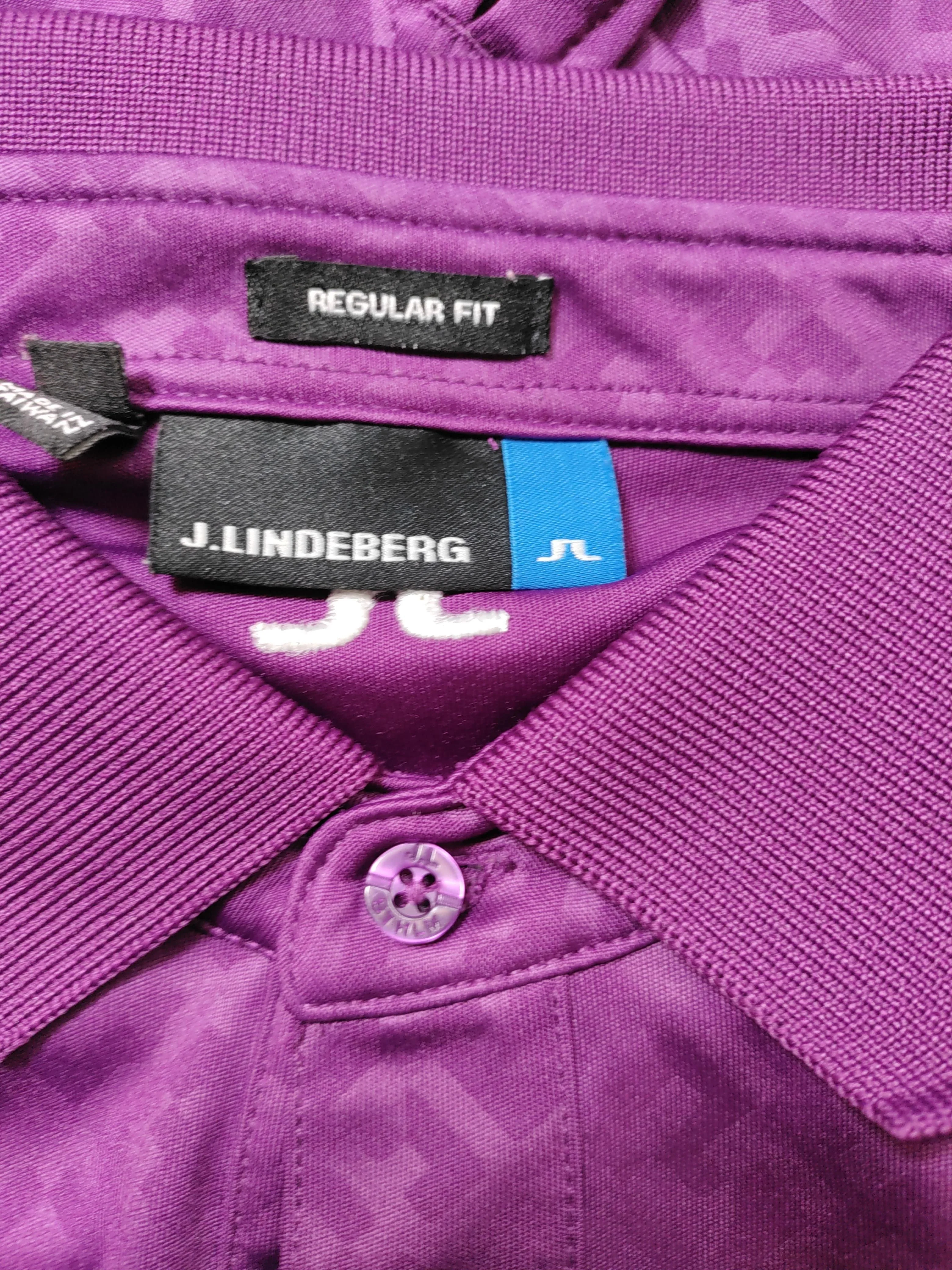J.Lindeberg Men's Polo L Purple Geometric 100% Polyester Basic - Image 5
